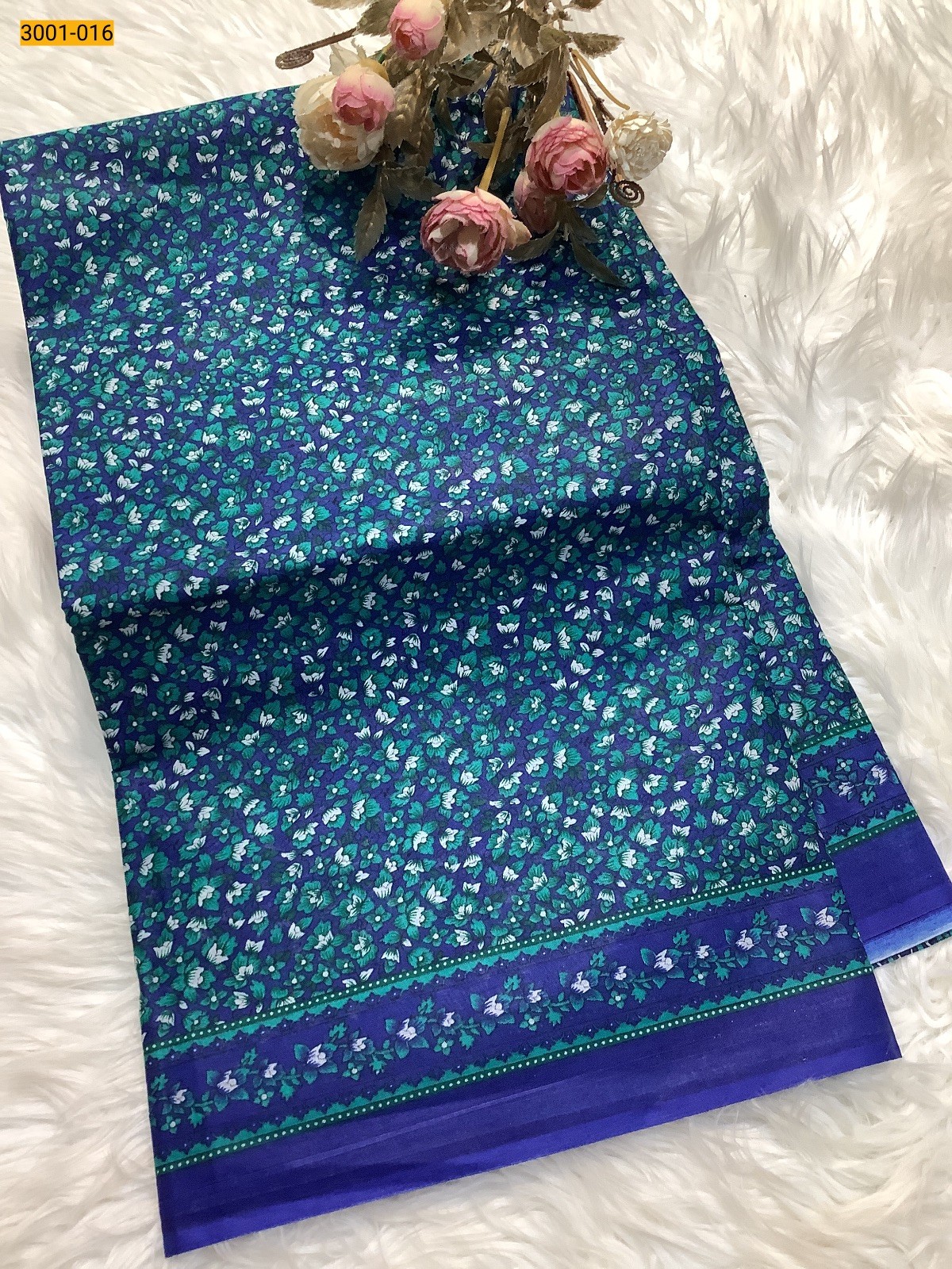 Blue Voil Cotton Saree