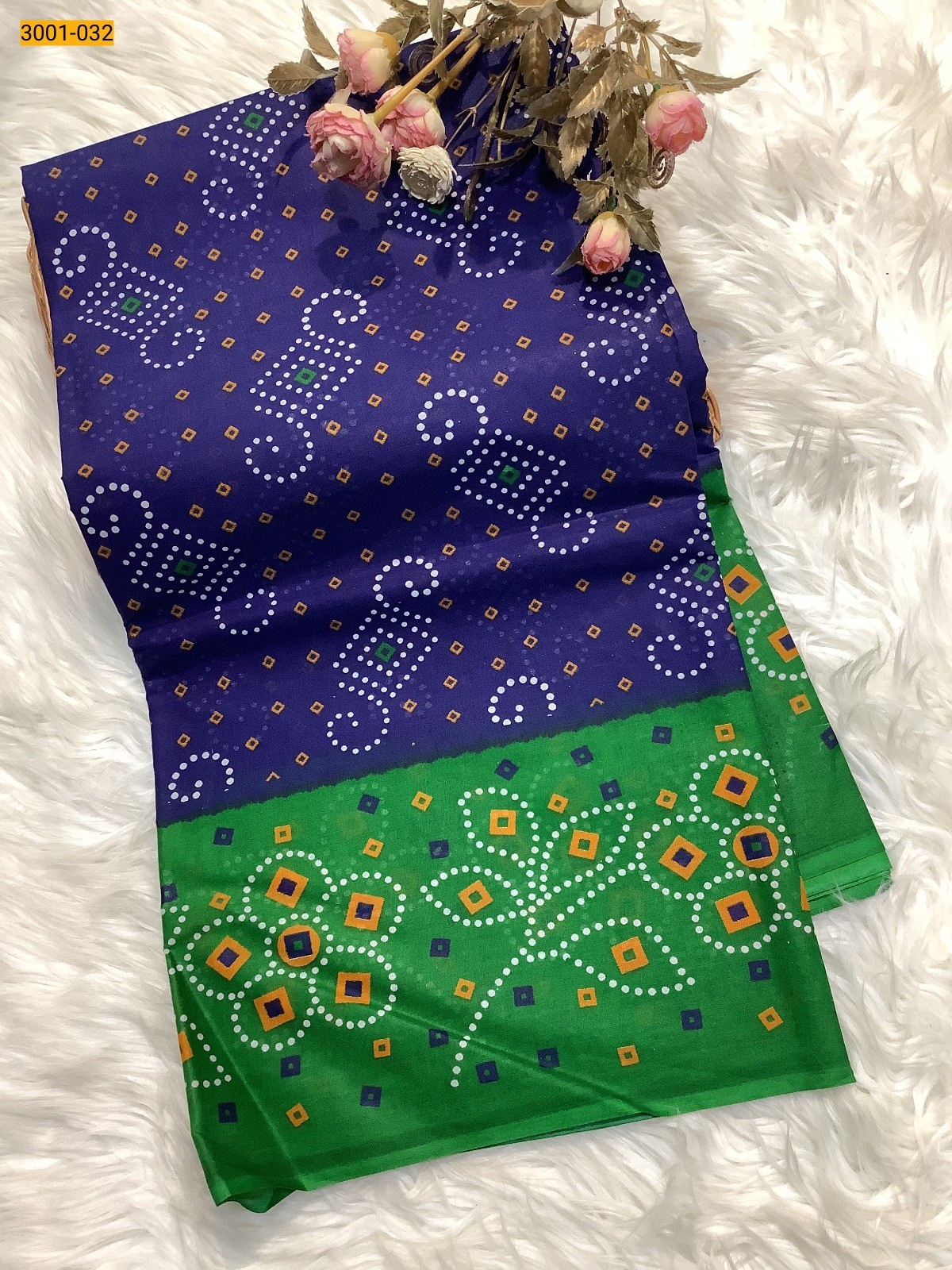 Blue Voil Cotton Saree