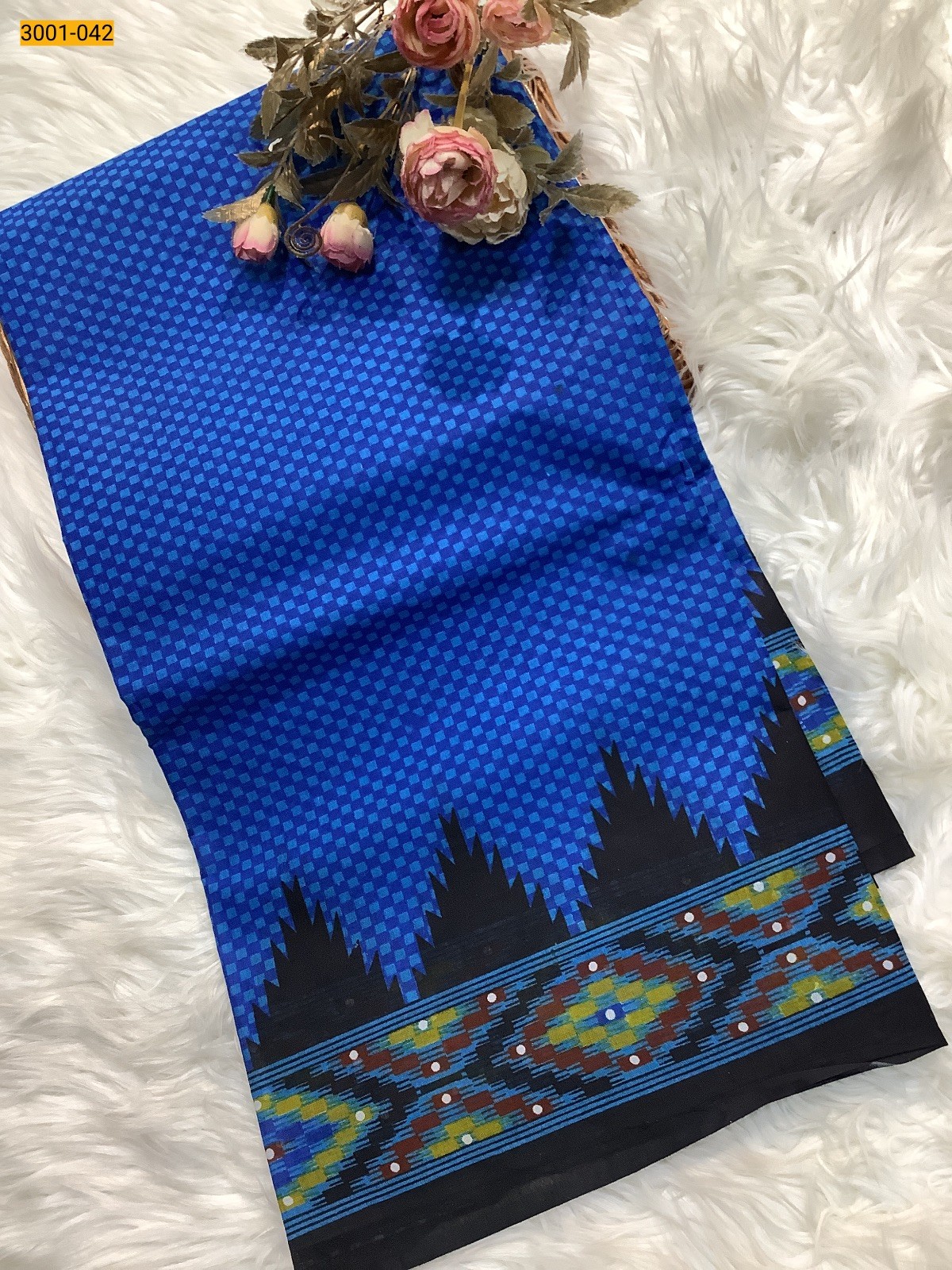 Blue Voil Cotton Saree