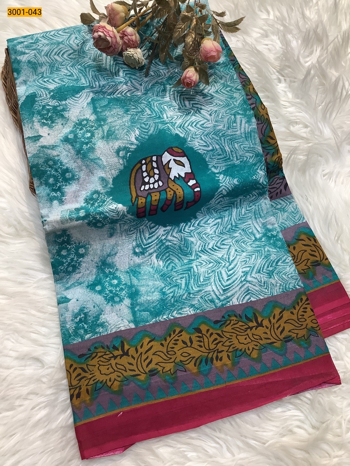 Blue Voil Cotton Saree