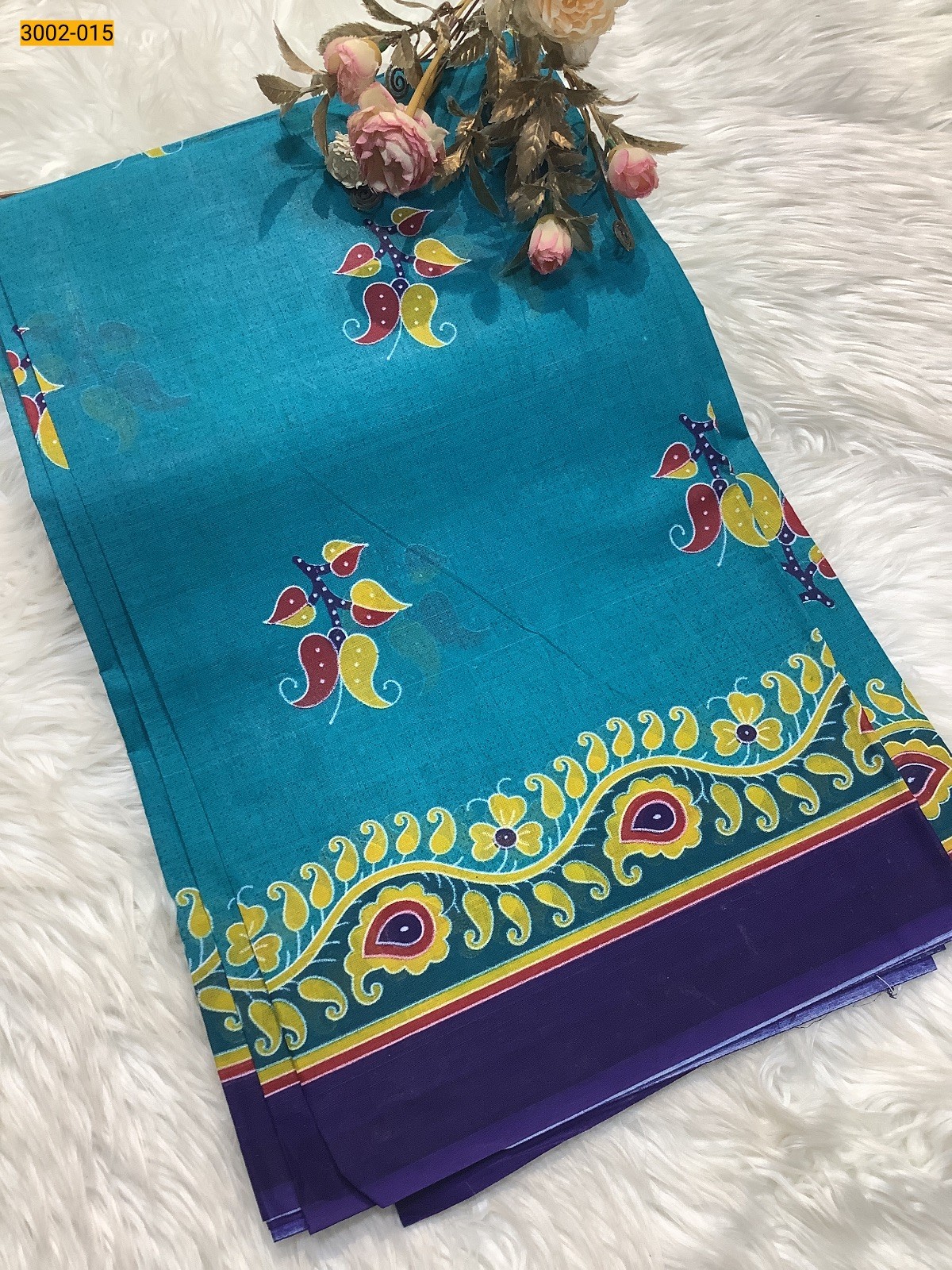 Blue Voil Cotton Saree