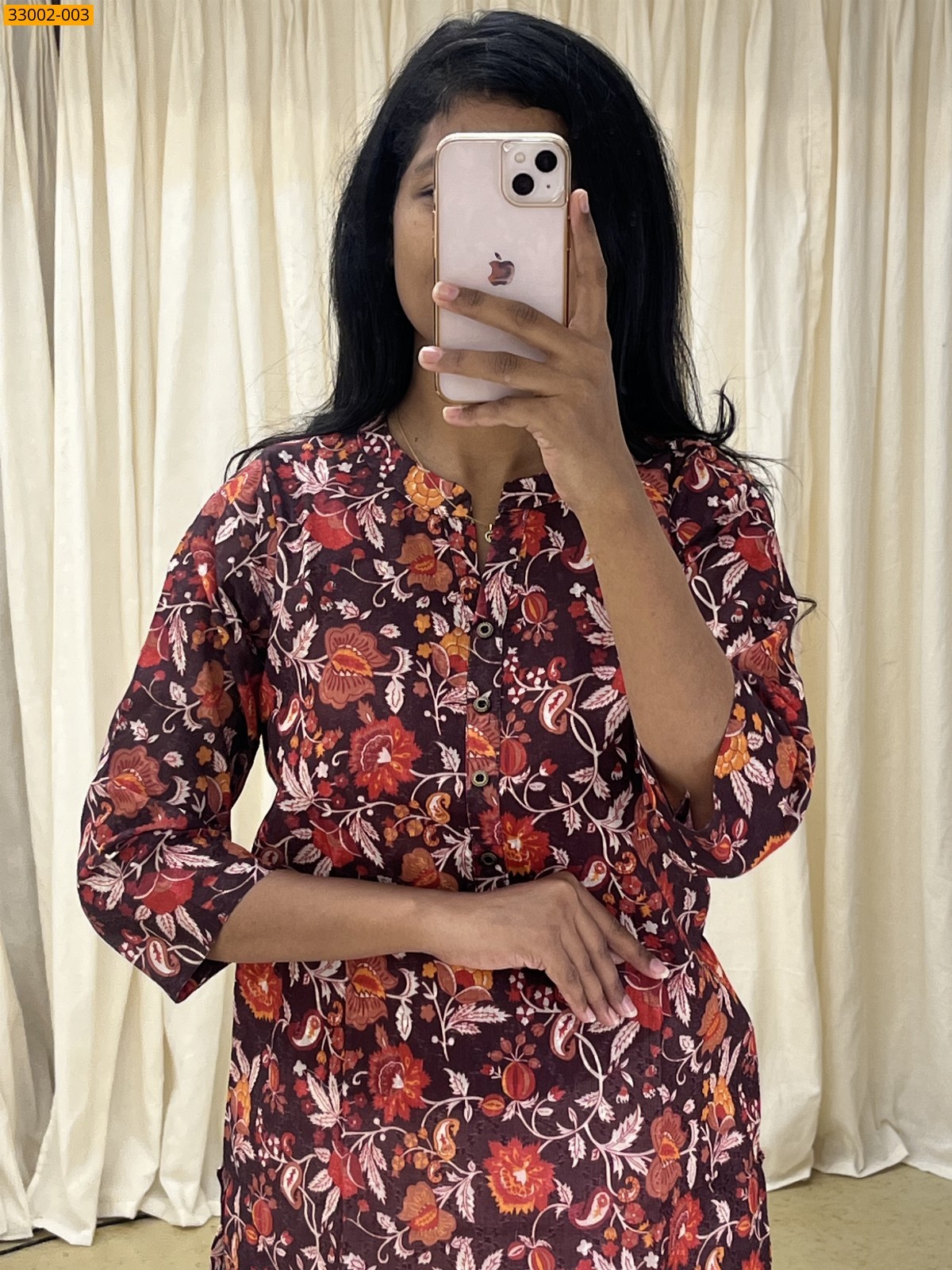 Brown Fine Pure Cotton Semi-Sheer Kurti