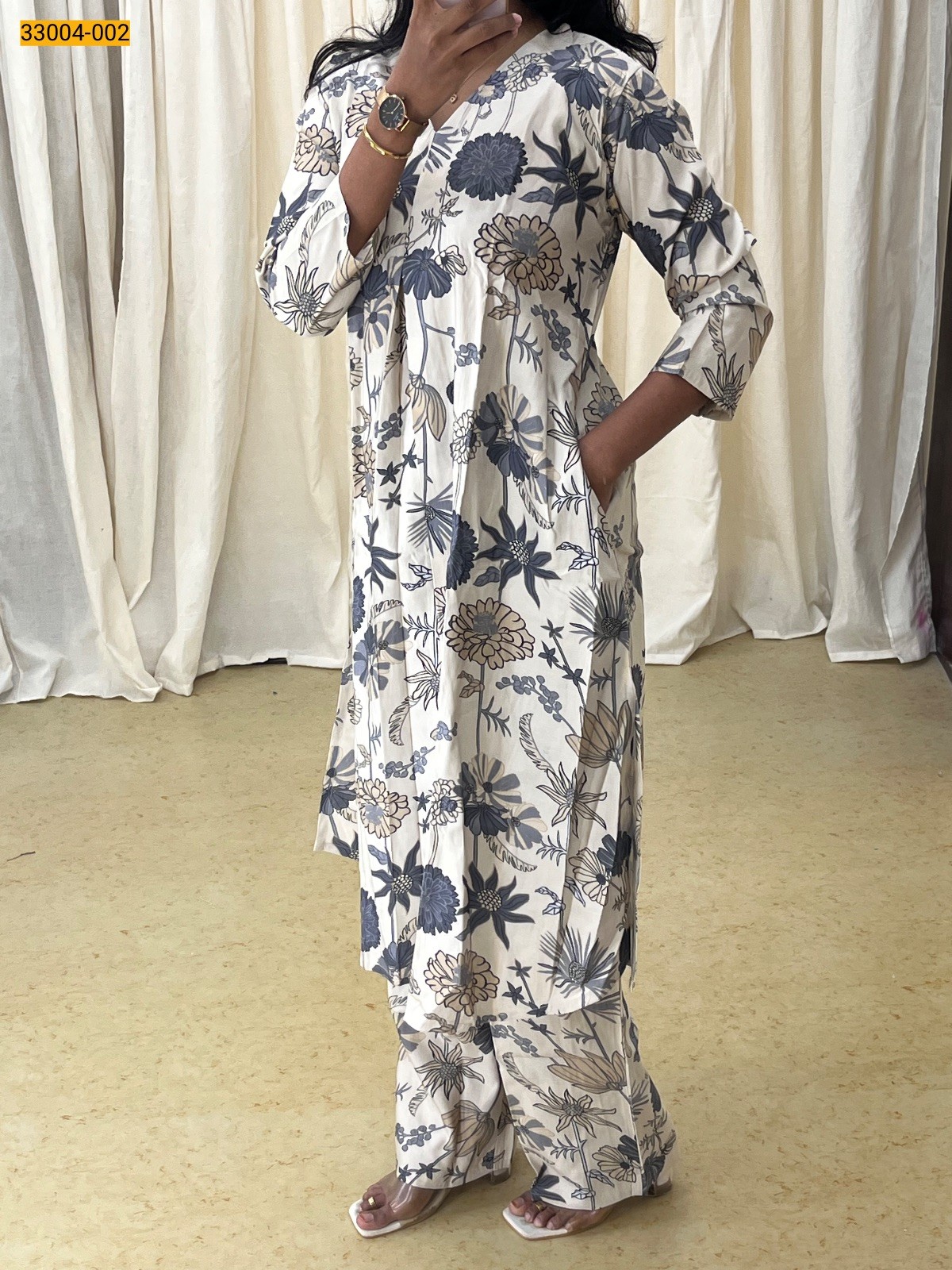 Sandal Bamboo Silk Co-ord Readymade Set