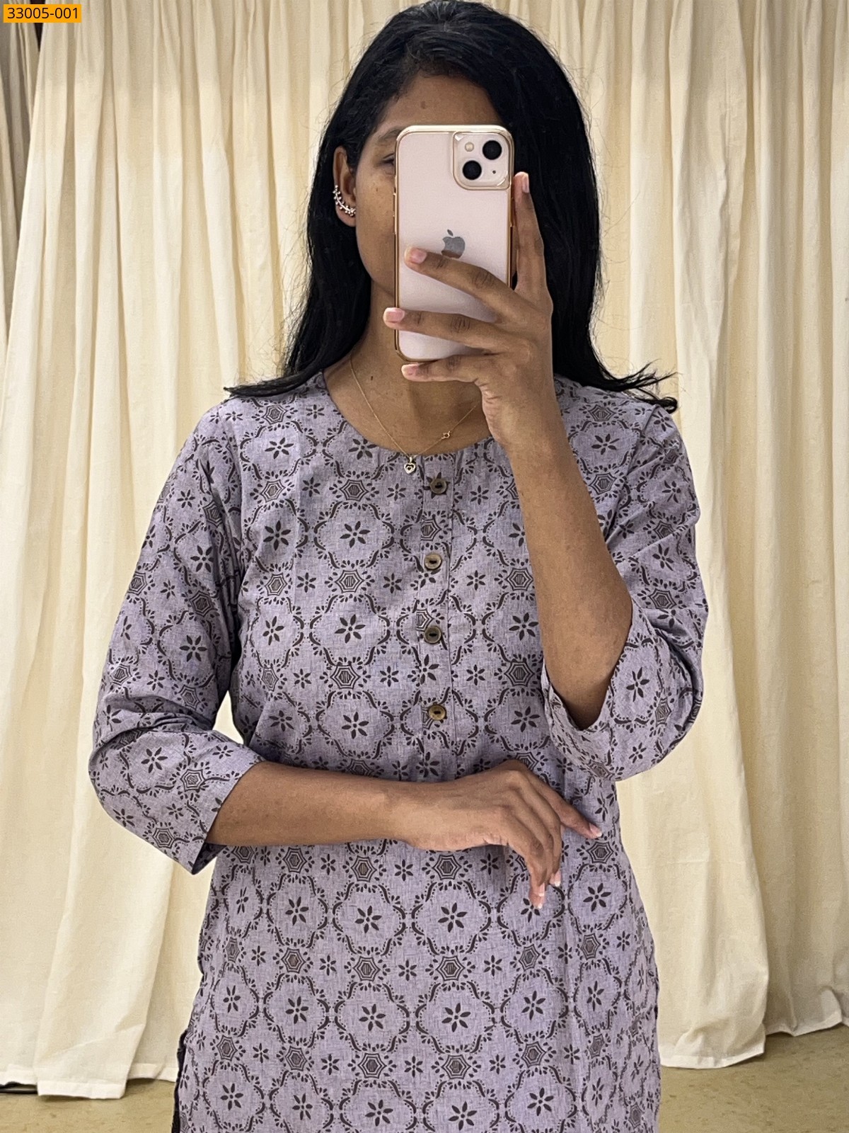 Purple Matte Finish Cotton Kurti