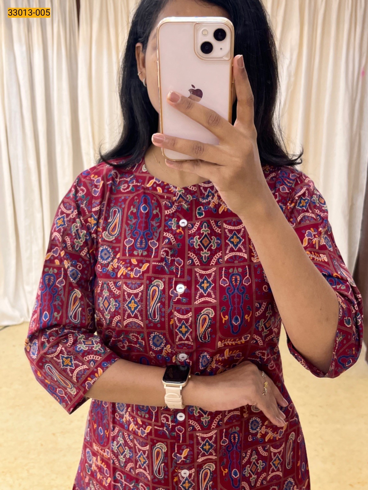 Maroon Jaipur Pure Cotton Printed Coord Set