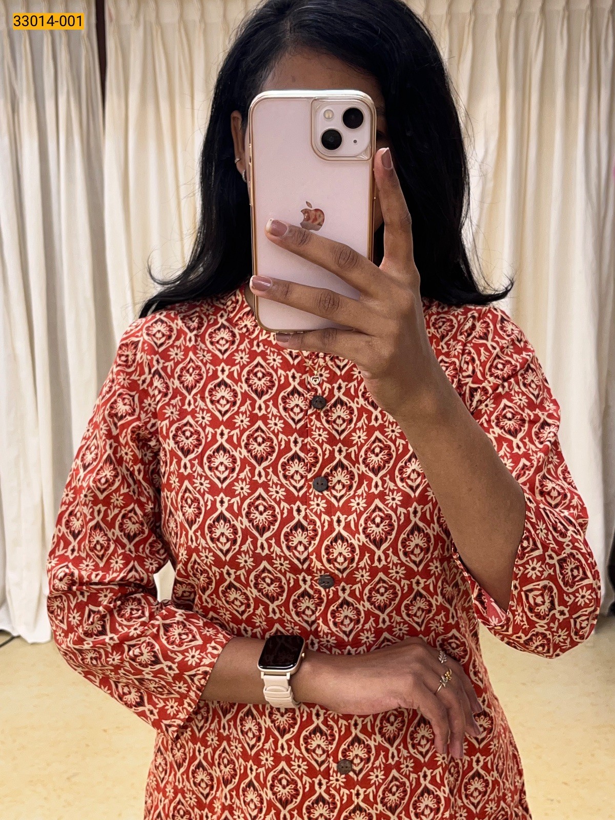 Orange Rayon Cotton Printed Coord Set