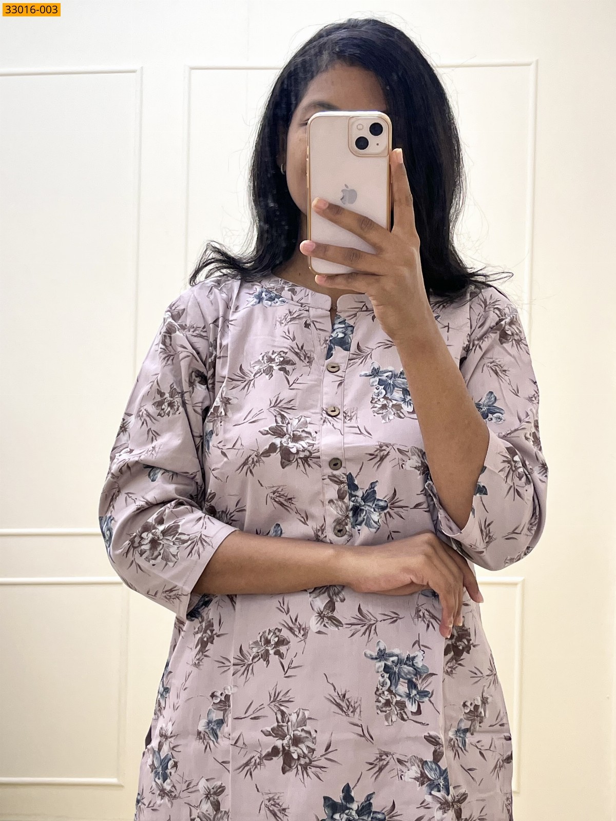 Cream Matty Cotton Printed Kurti