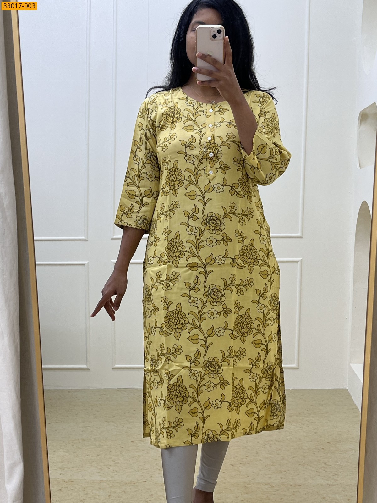 Yellow Soft Rayon Cotton Kurti