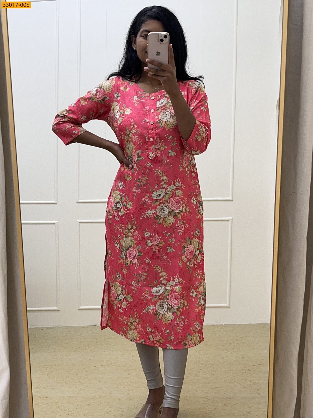 Pink Soft Rayon Cotton Kurti