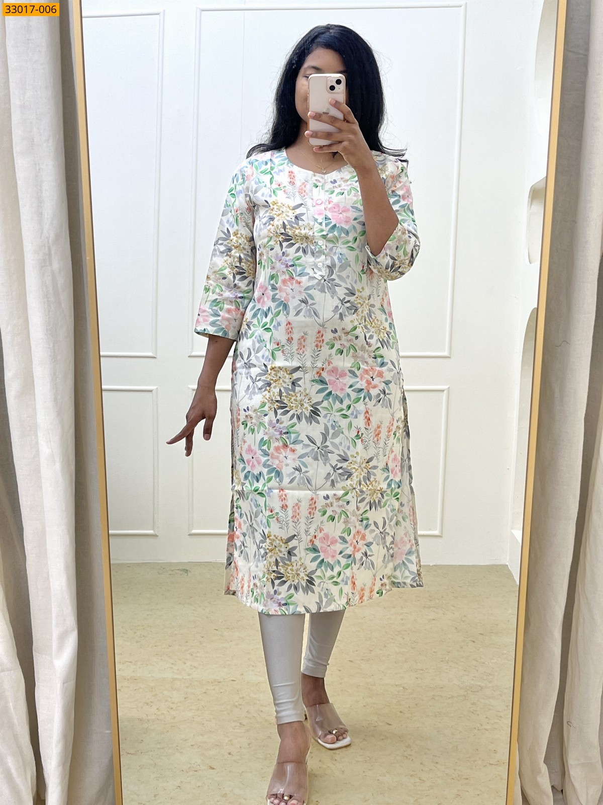 Half White Soft Rayon Cotton Kurti