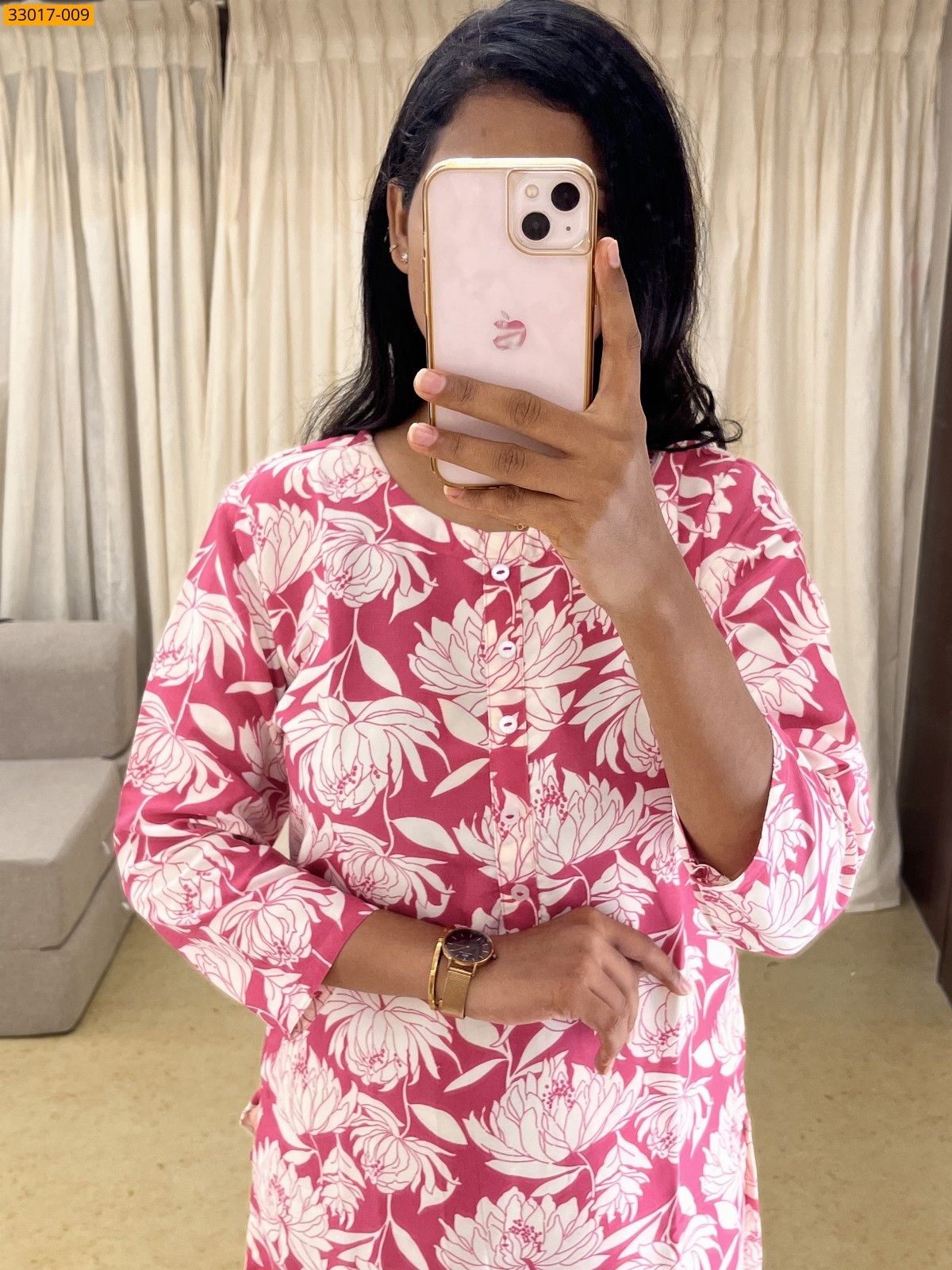 Pink Soft Rayon Cotton Kurti