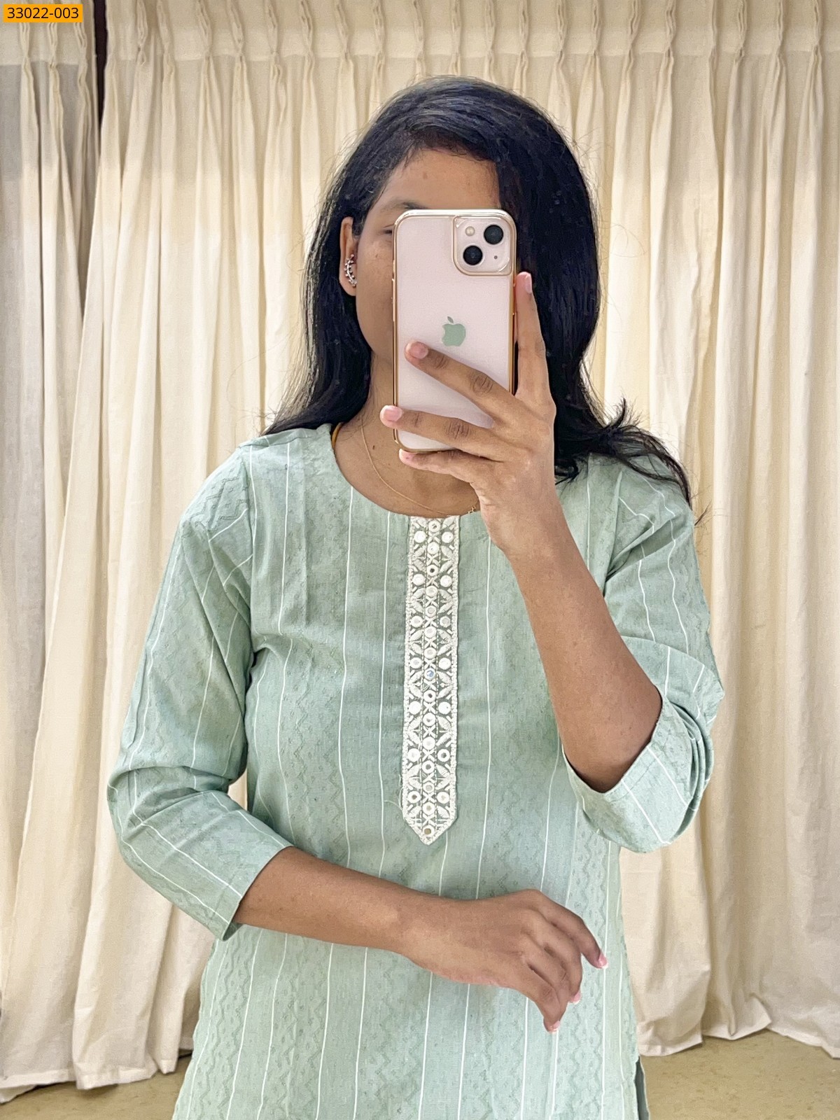 Light Green Soft Linen Cotton Style Kurti