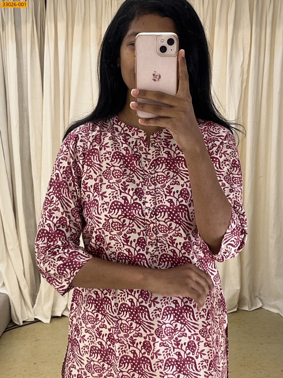 Half White Matty Lux Silk Printed Kurti