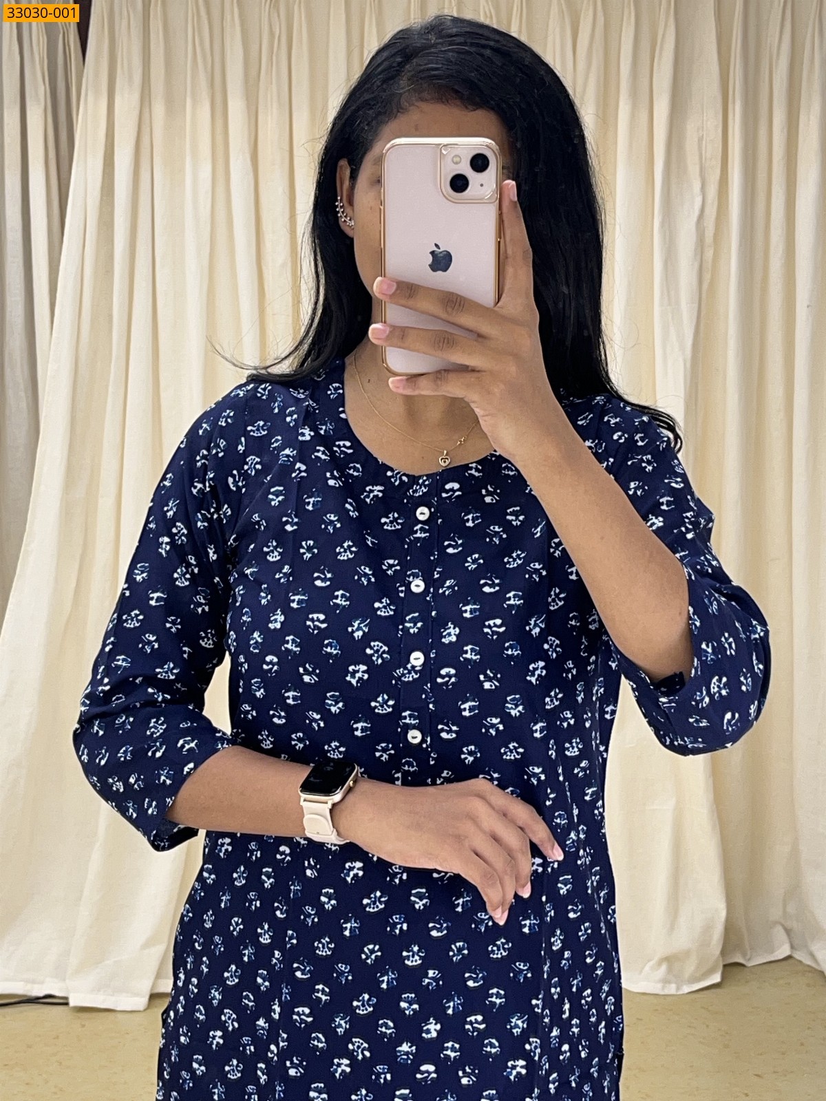 Blue Fancy Rayon Printed Kurti