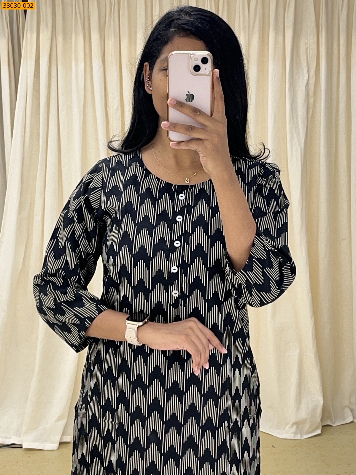 Black Fancy Rayon Printed Kurti