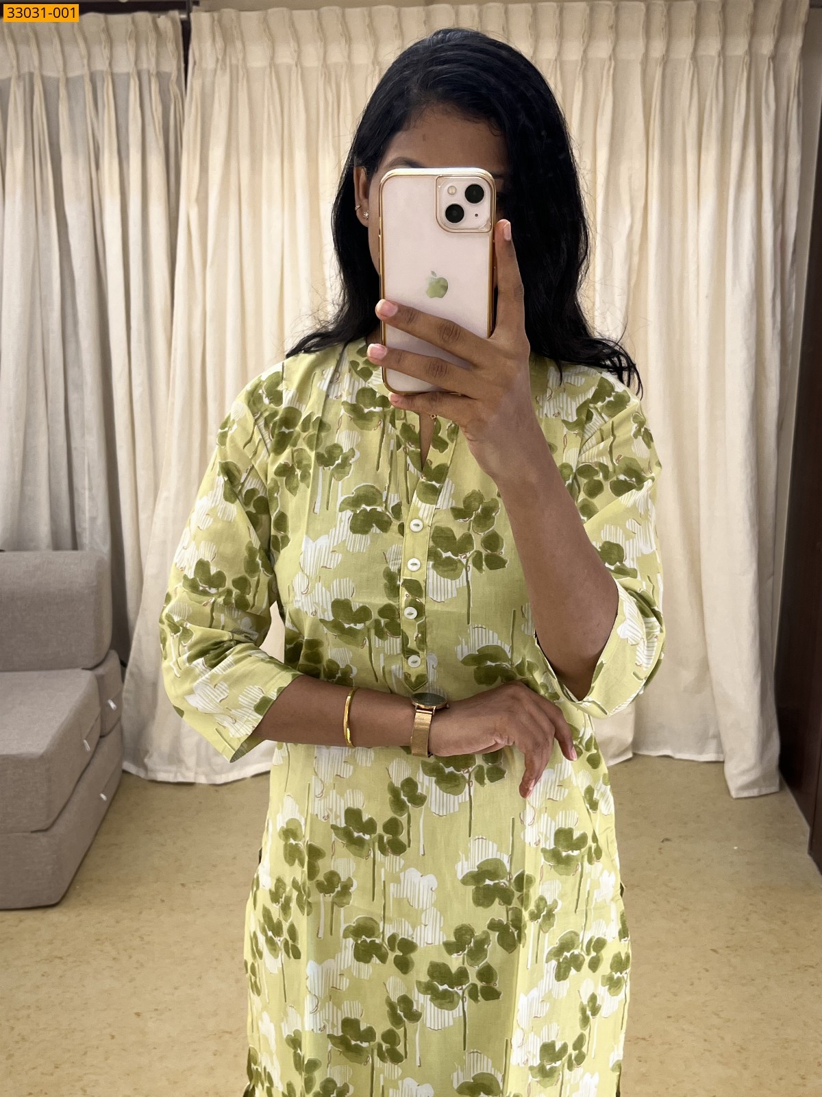 Green Soft Rayon Cotton Printed Kurti
