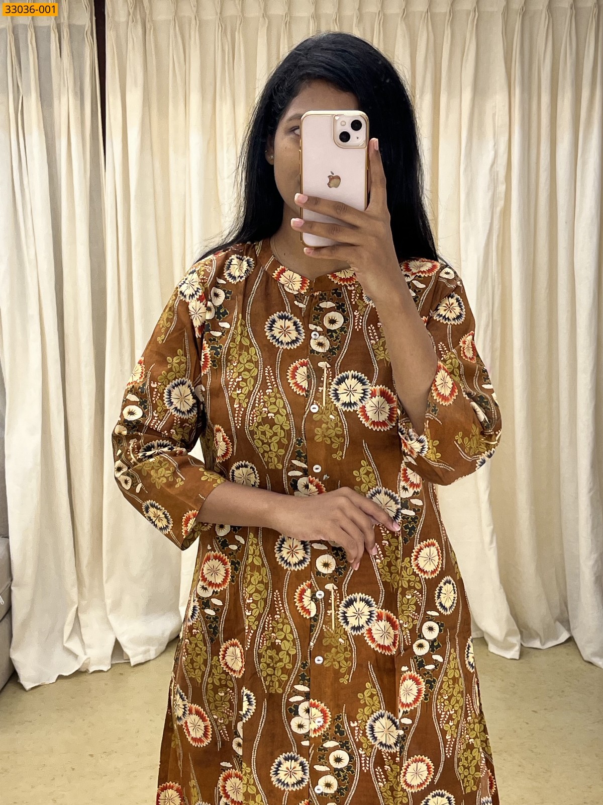 Brown Rayon Cotton Co-ord Readymade Set
