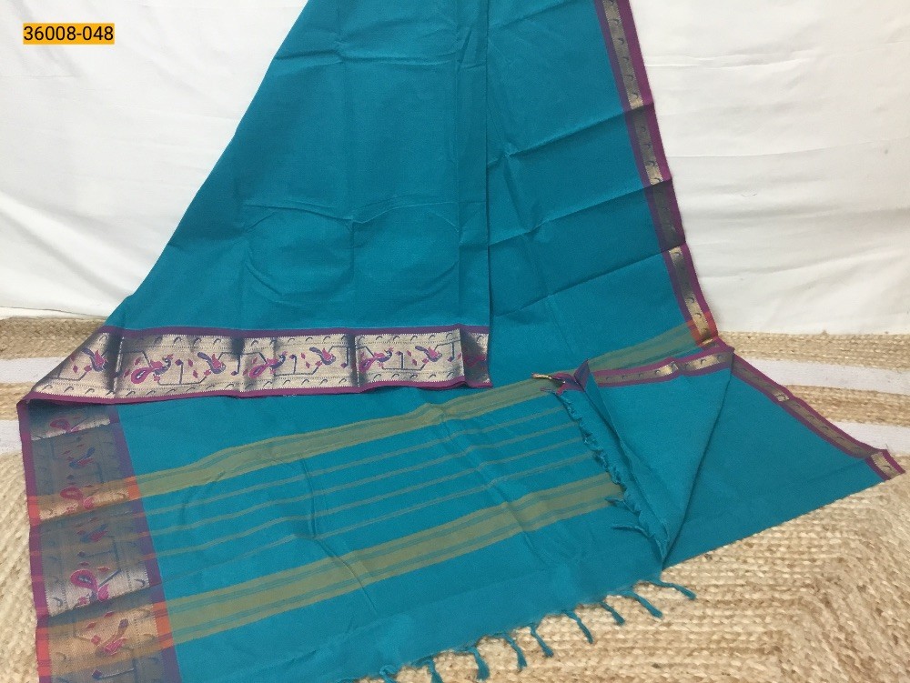 Blue Pure Handloom Chettinadu Cotton Saree