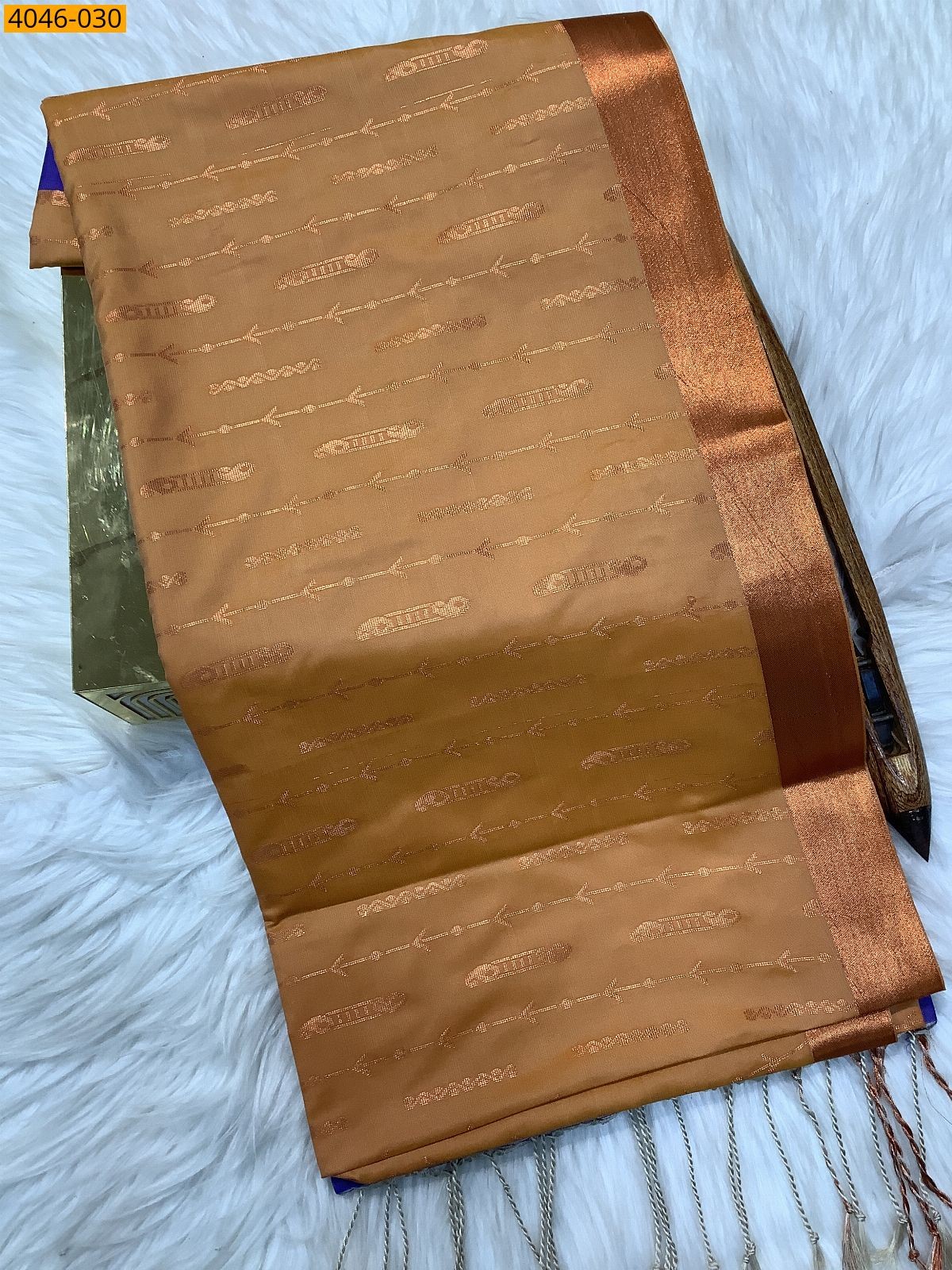 Sandal Kanjivuram fancy Soft Silk Sarees