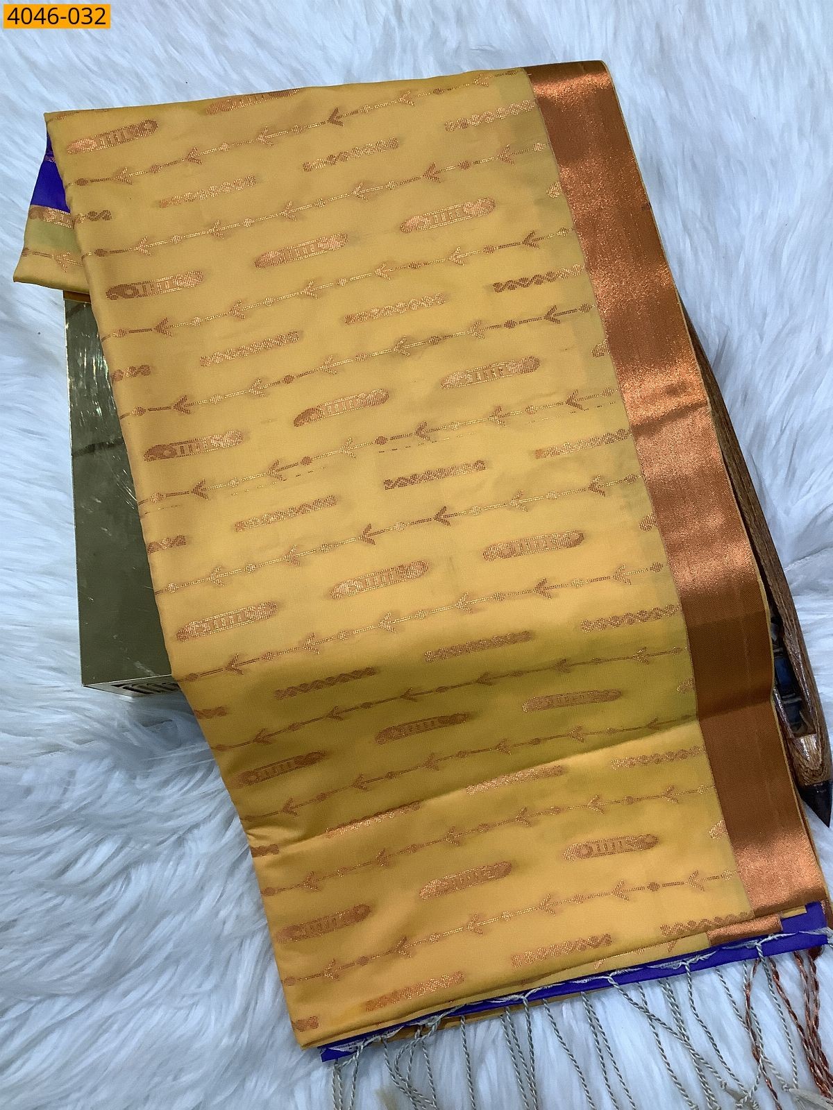 Golden Yellow Kanjivuram fancy Soft Silk Sarees