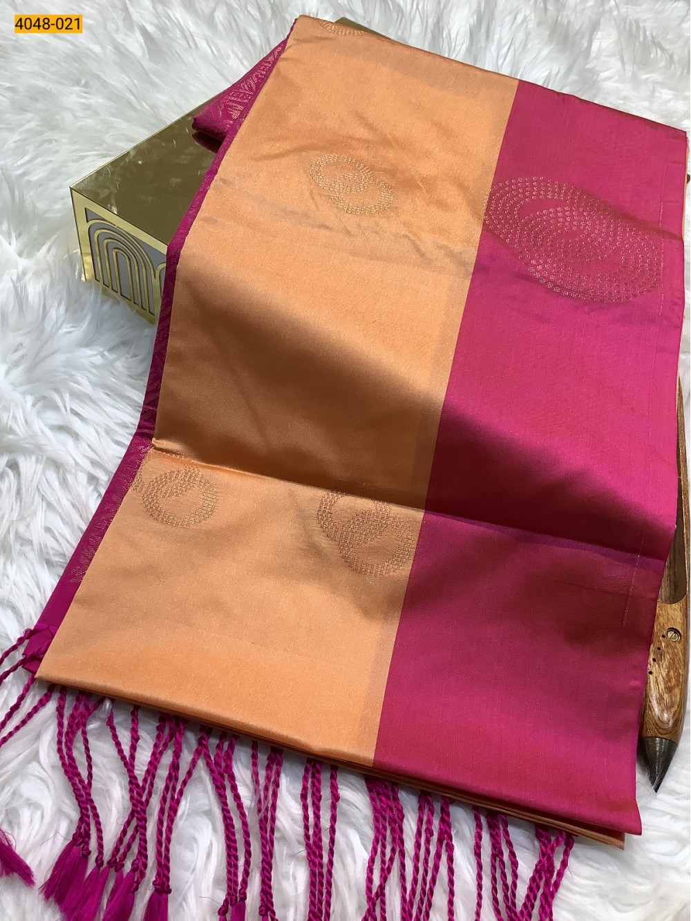 Light Orange Premium Soft Silk Saree