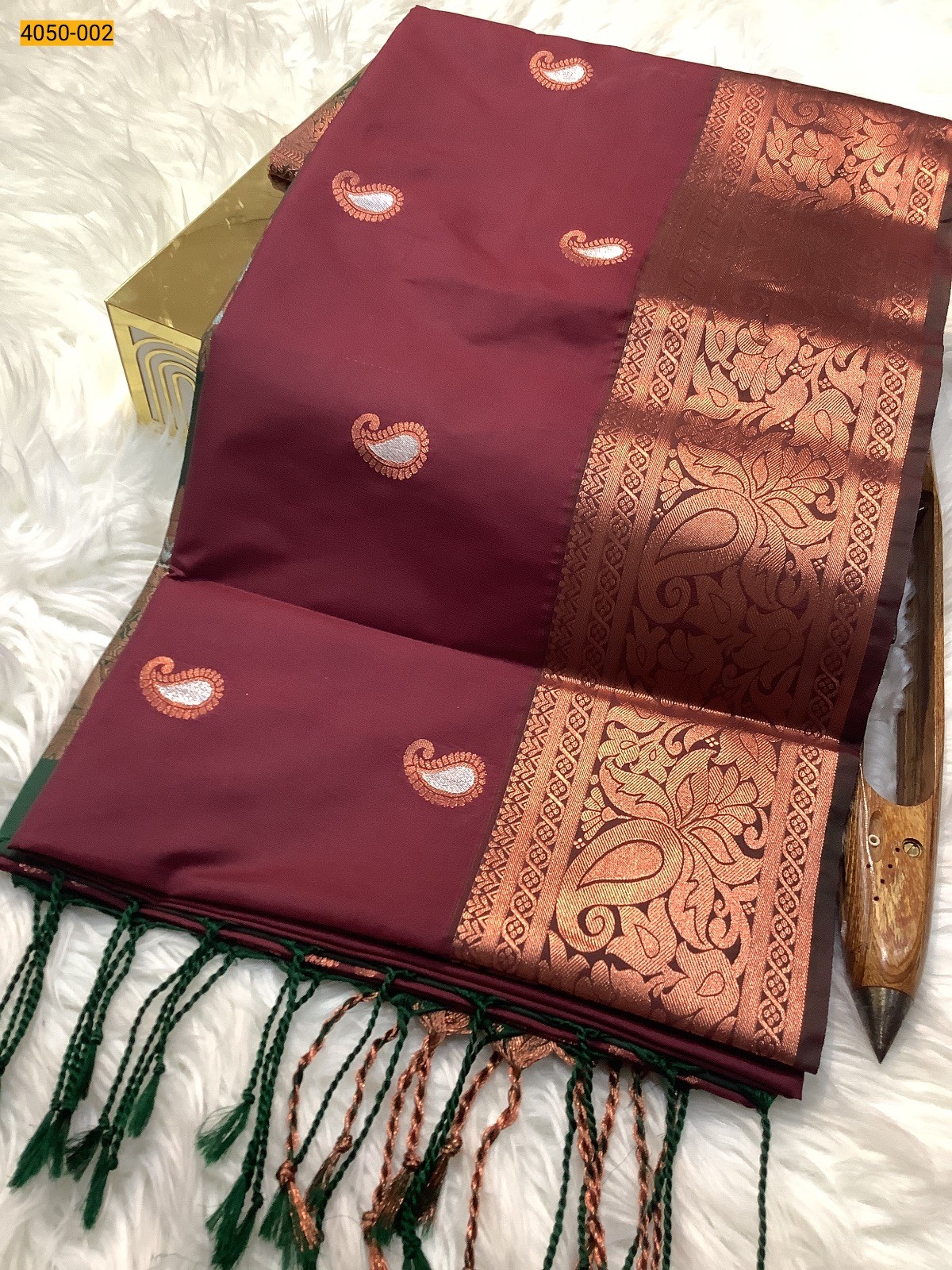 Maroon Premium Soft Silk Meena Butta Saree