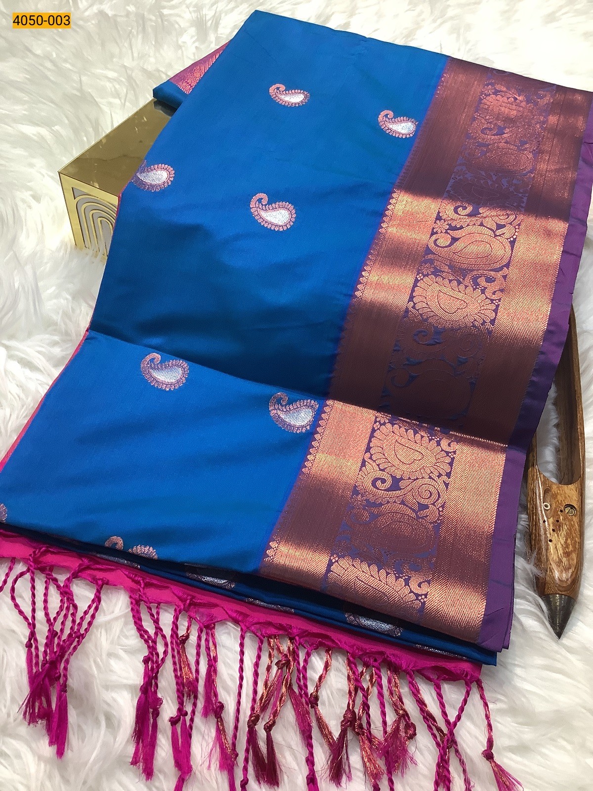 Blue Premium Soft Silk Meena Butta Saree