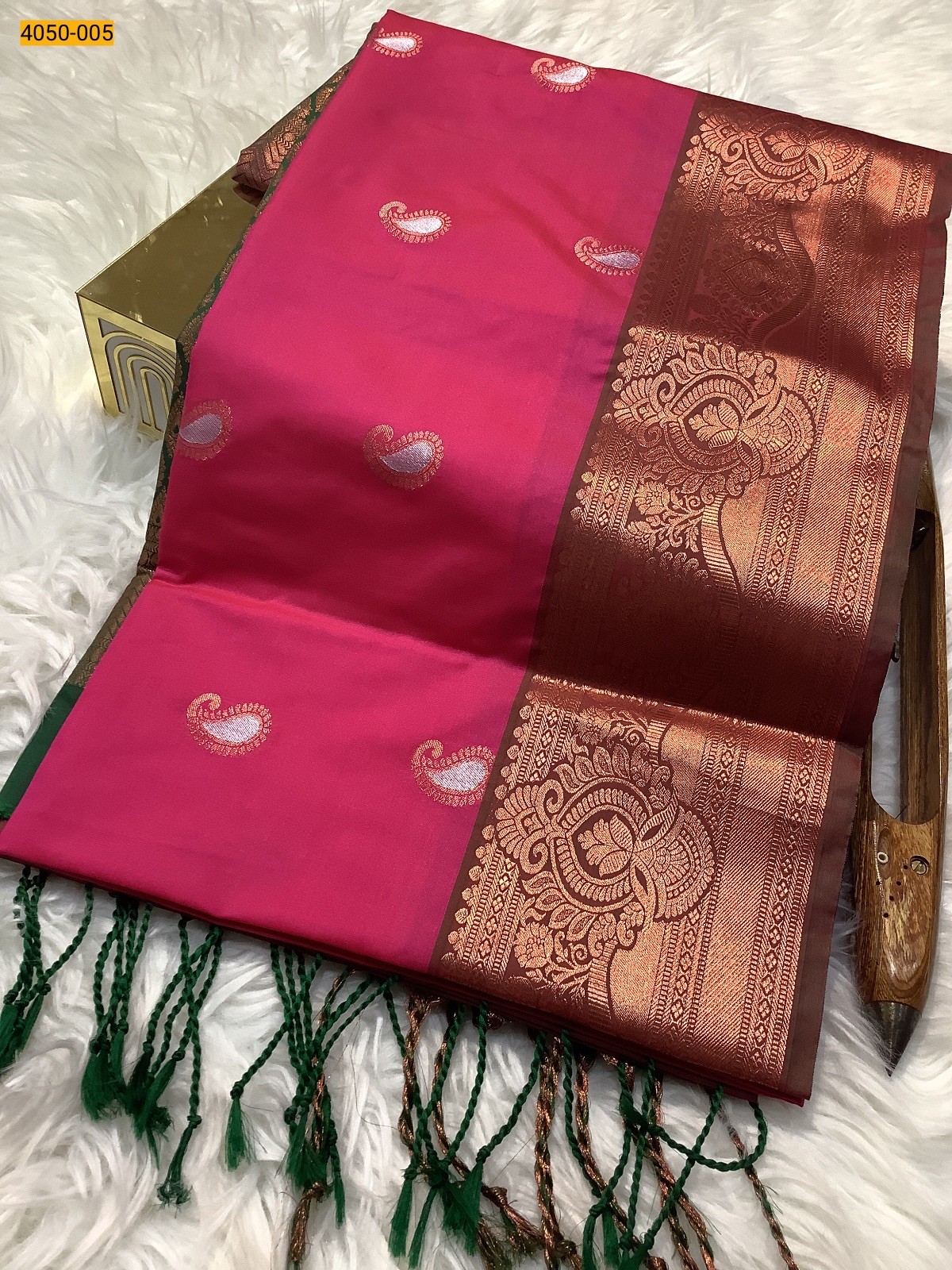 Pink Premium Soft Silk Meena Butta Saree