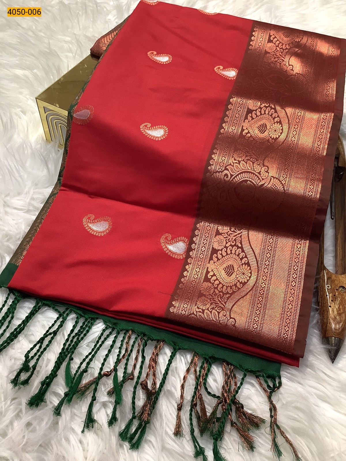 Red Premium Soft Silk Meena Butta Saree