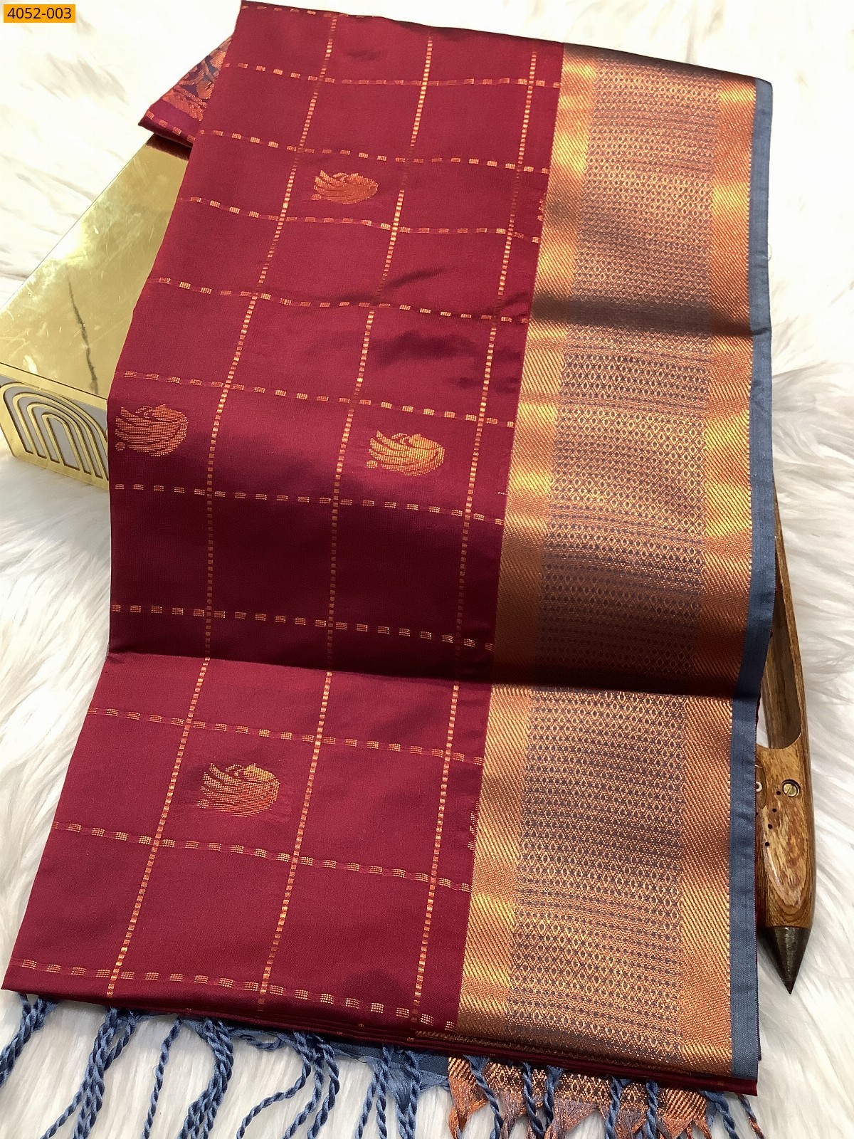Maroon Kanjivarram soft silk saree