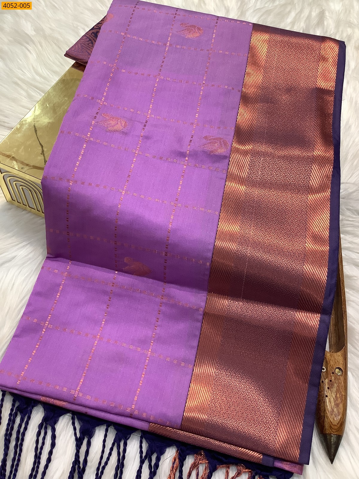 Light purple Kanjivarram soft silk saree