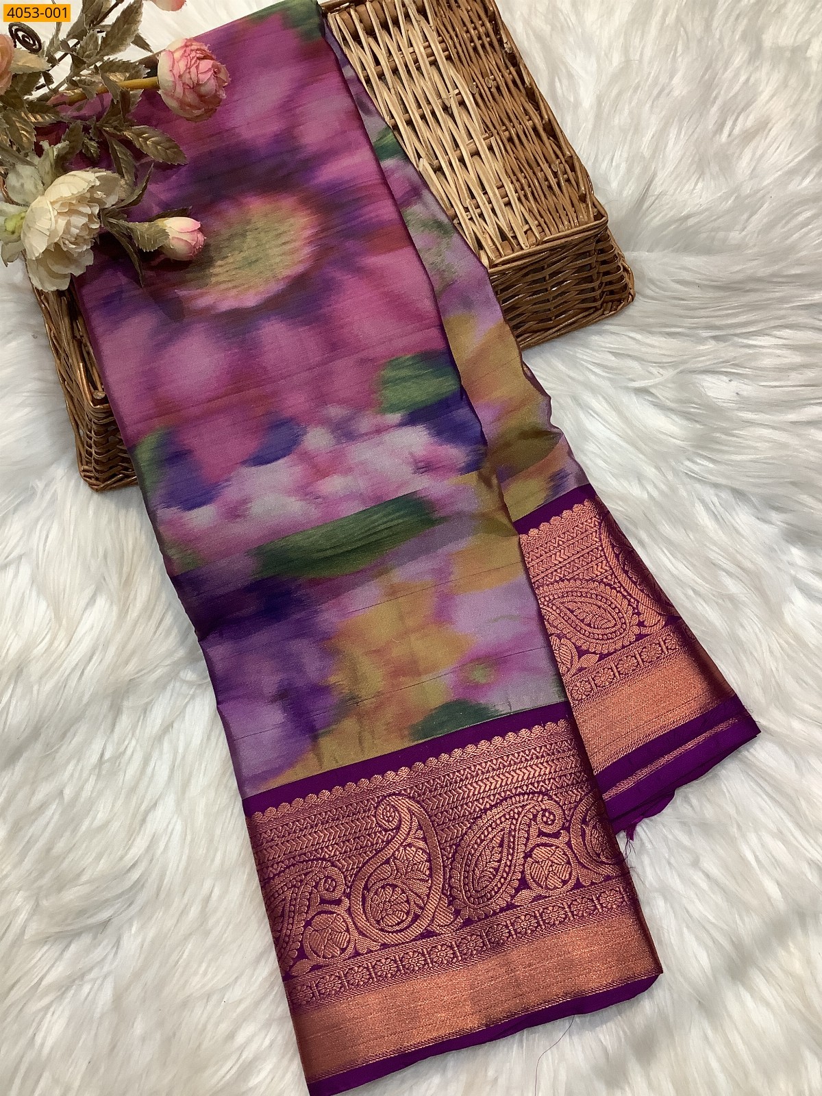 Multi Color Kanjivaram silk warp weaved sarees