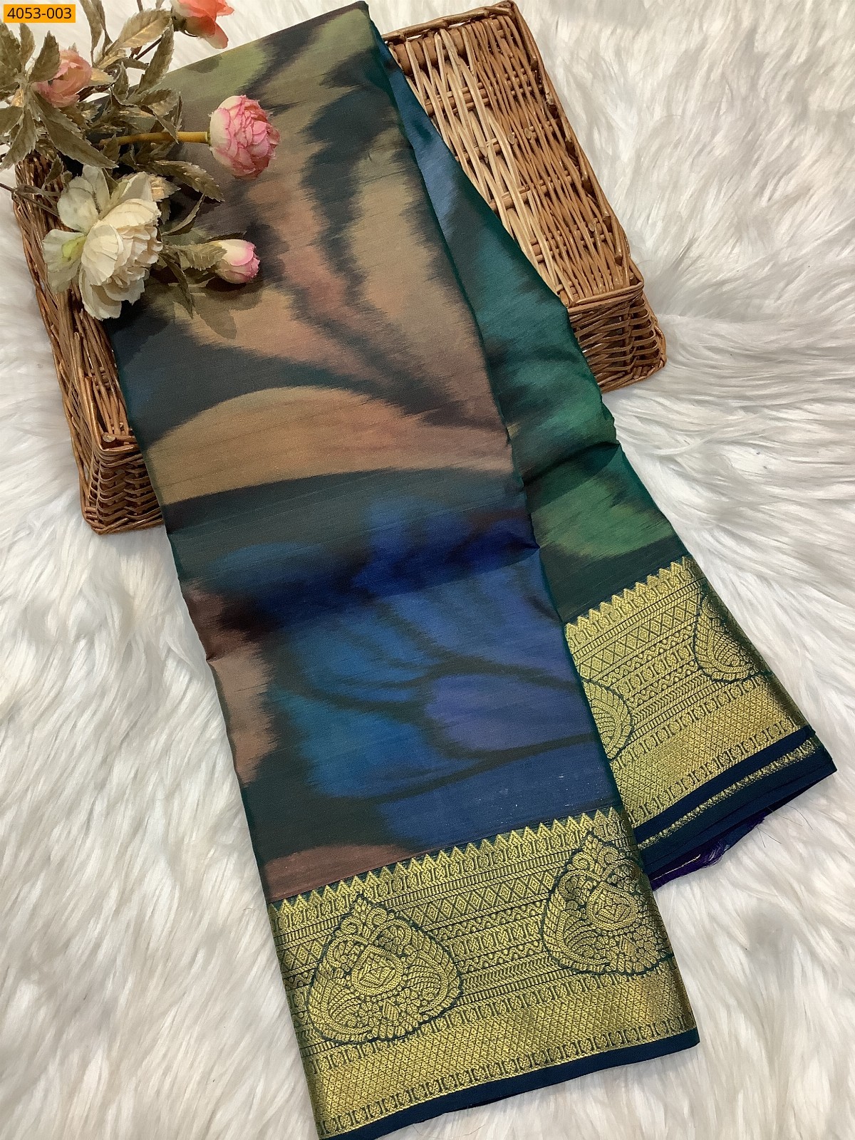 Multi Color Kanjivaram silk warp weaved sarees