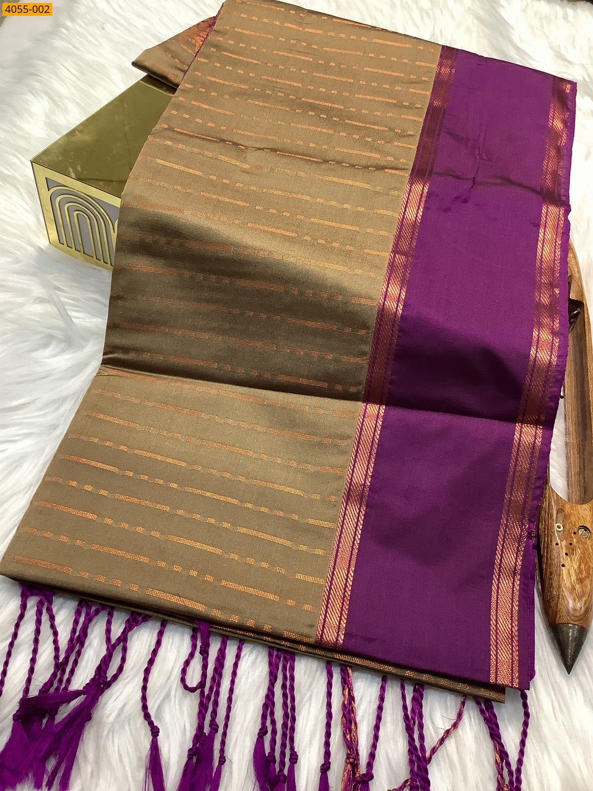 Brown Kanjivaram Soft Silk Saree