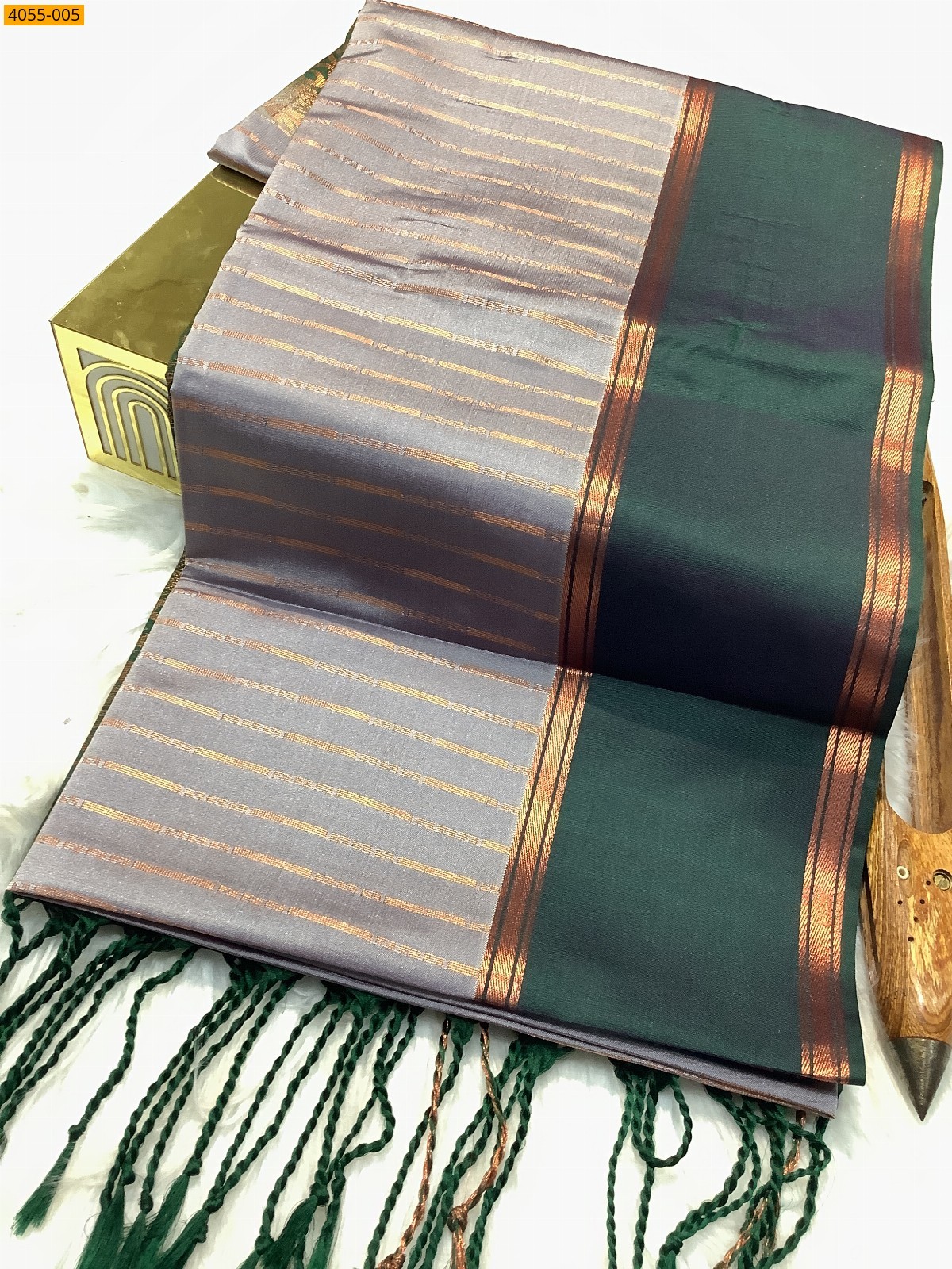 Grey Kanjivaram Soft Silk Saree
