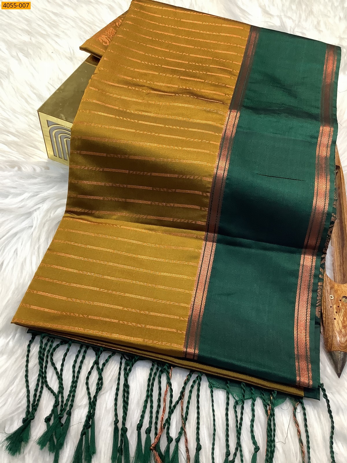 Mustard Yellow Kanjivaram Soft Silk Saree