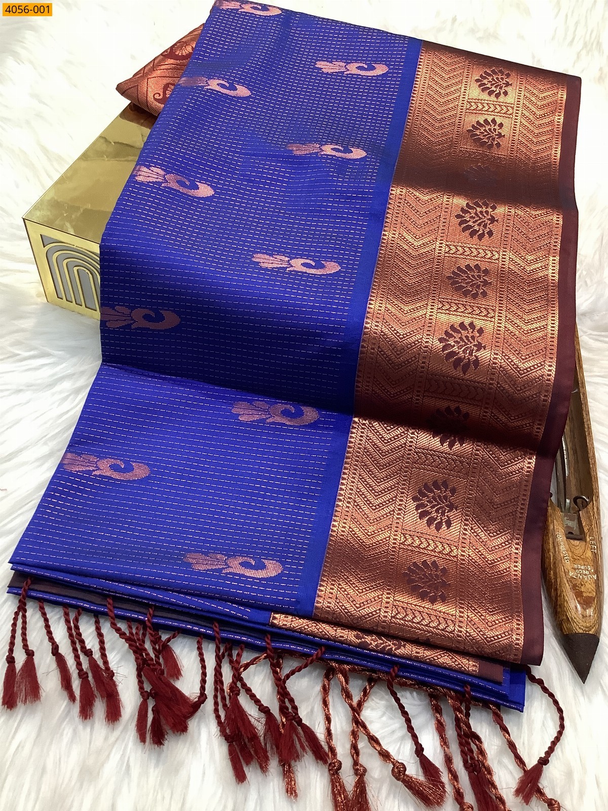 Royal Blue Kanjivaram soft silk saree