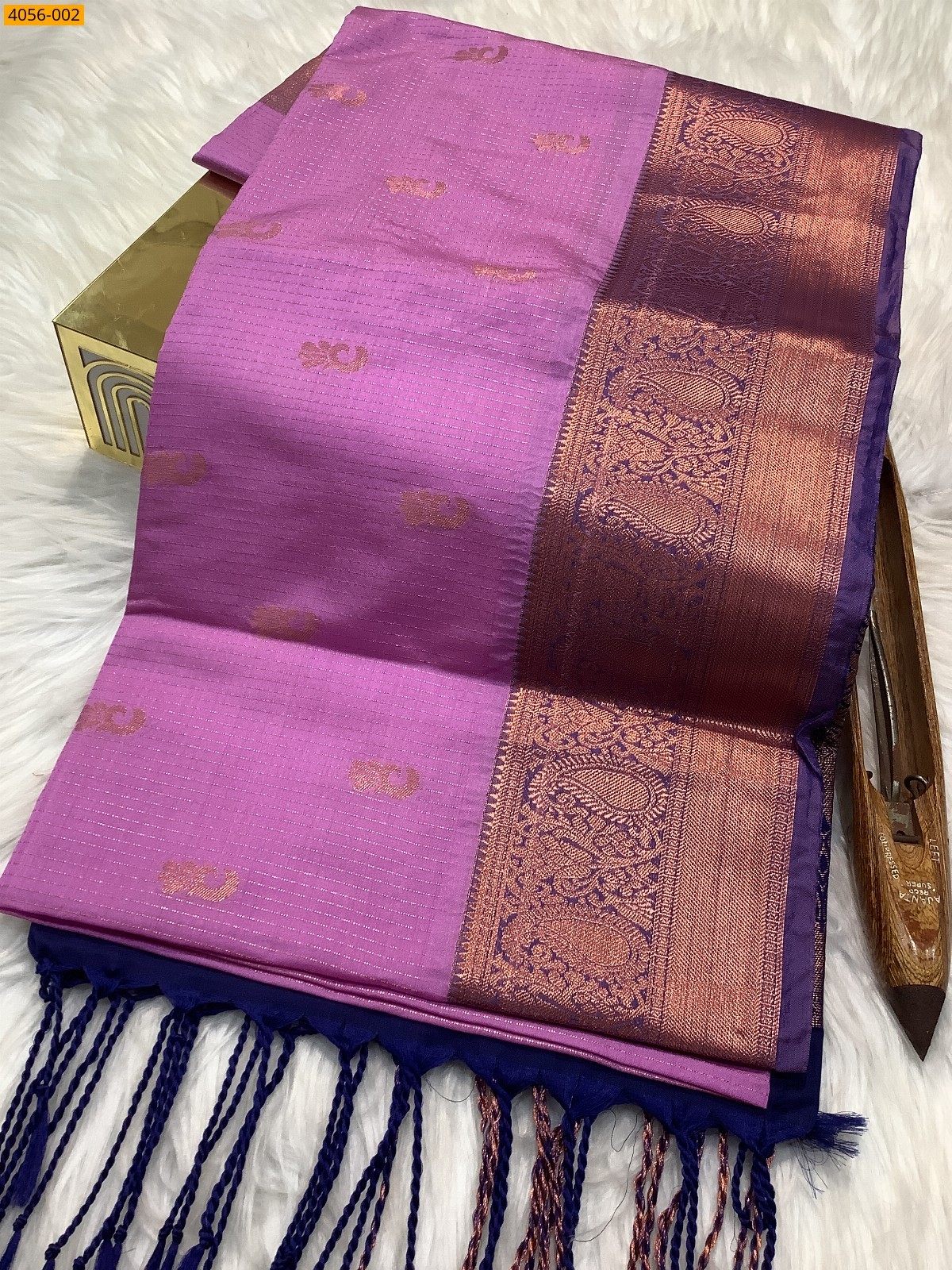 Pink Kanjivaram soft silk saree