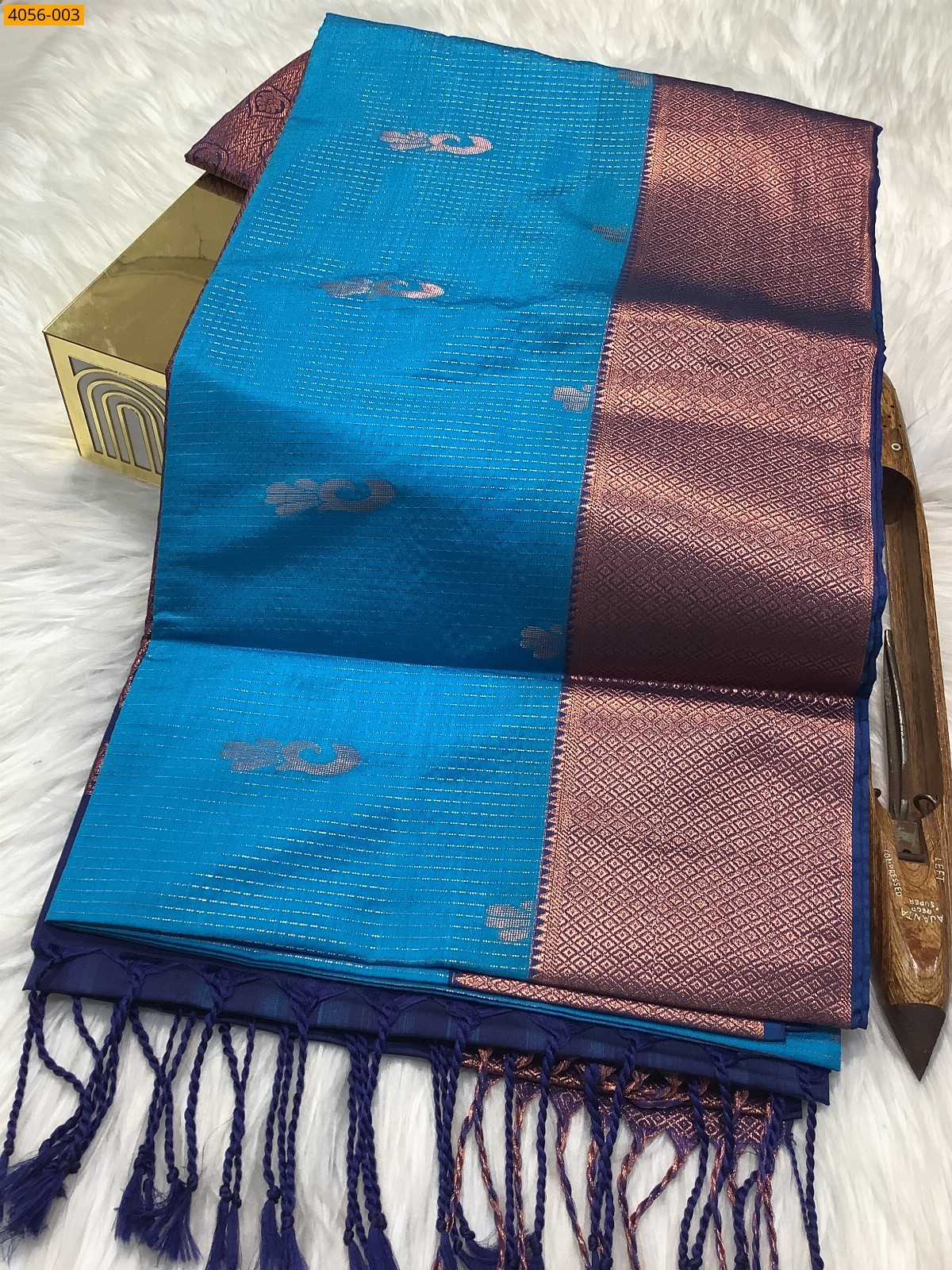 Sky Blue Kanjivaram soft silk saree