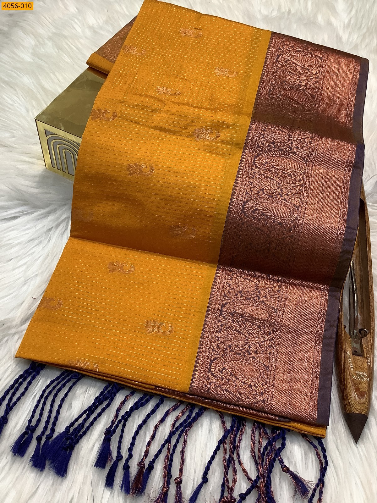 Yellow Kanjivaram soft silk saree