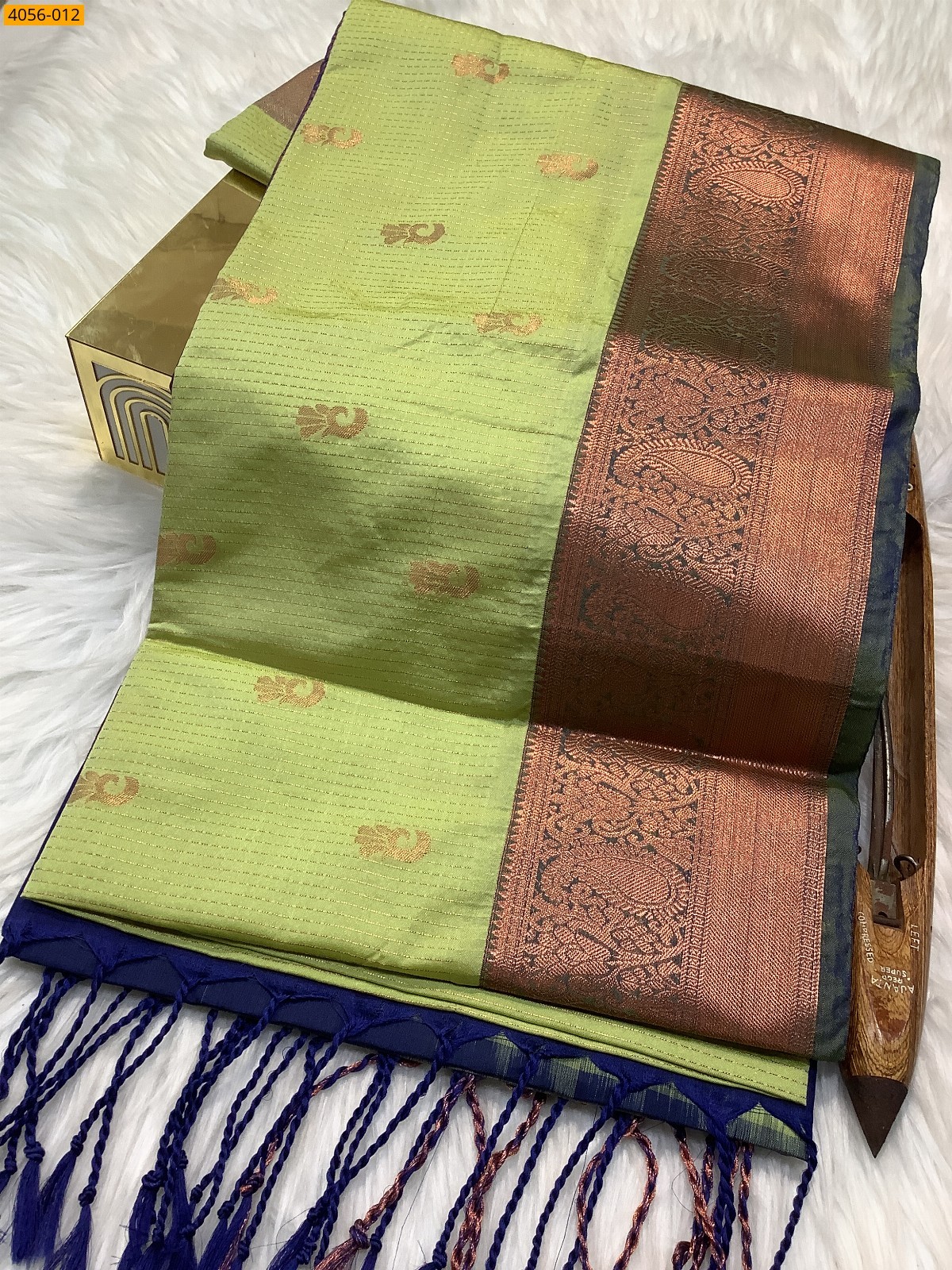 Olive Green Kanjivaram soft silk saree