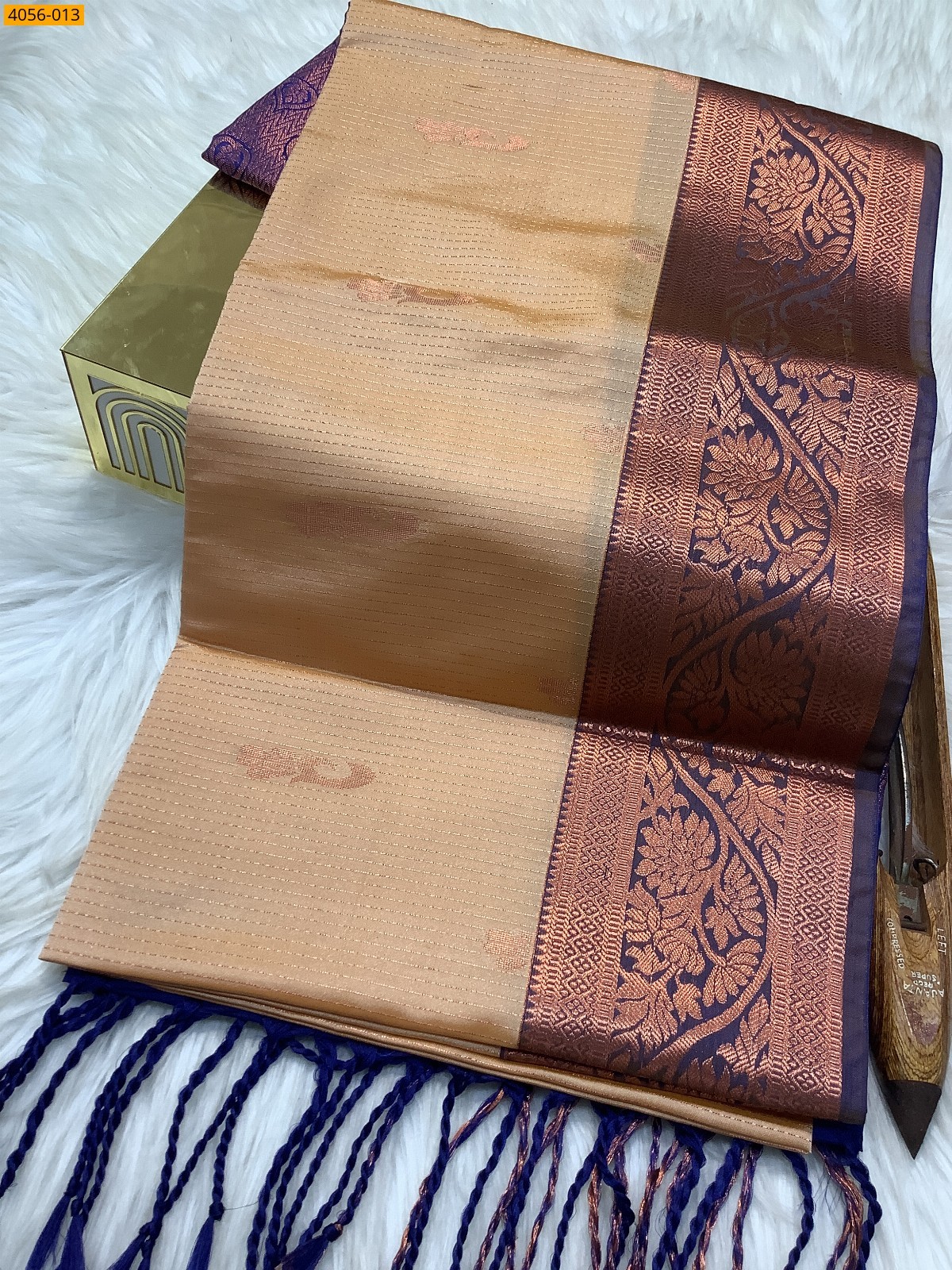 Sandal Kanjivaram soft silk saree