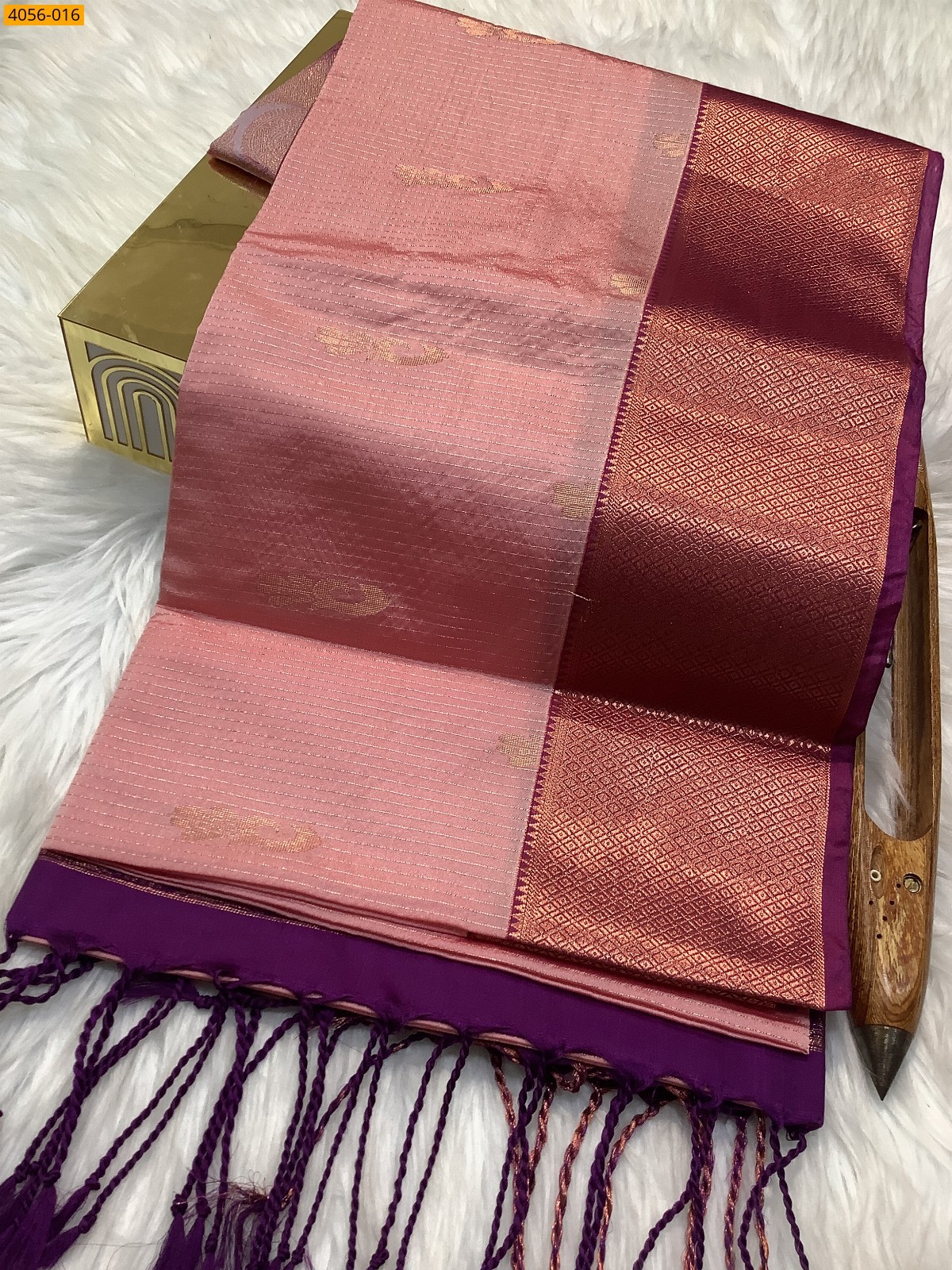 Rose Pink Kanjivaram soft silk saree