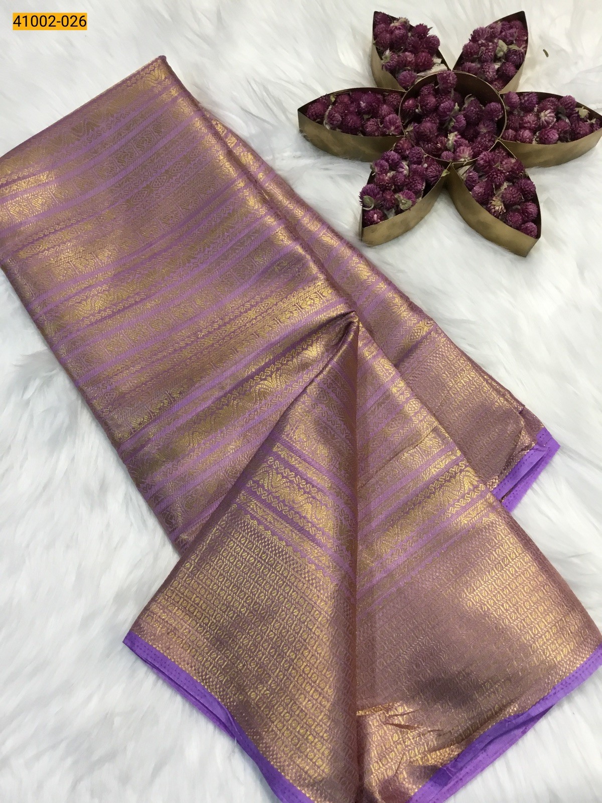 Lavendar Fancy Mysore Warm silk saree