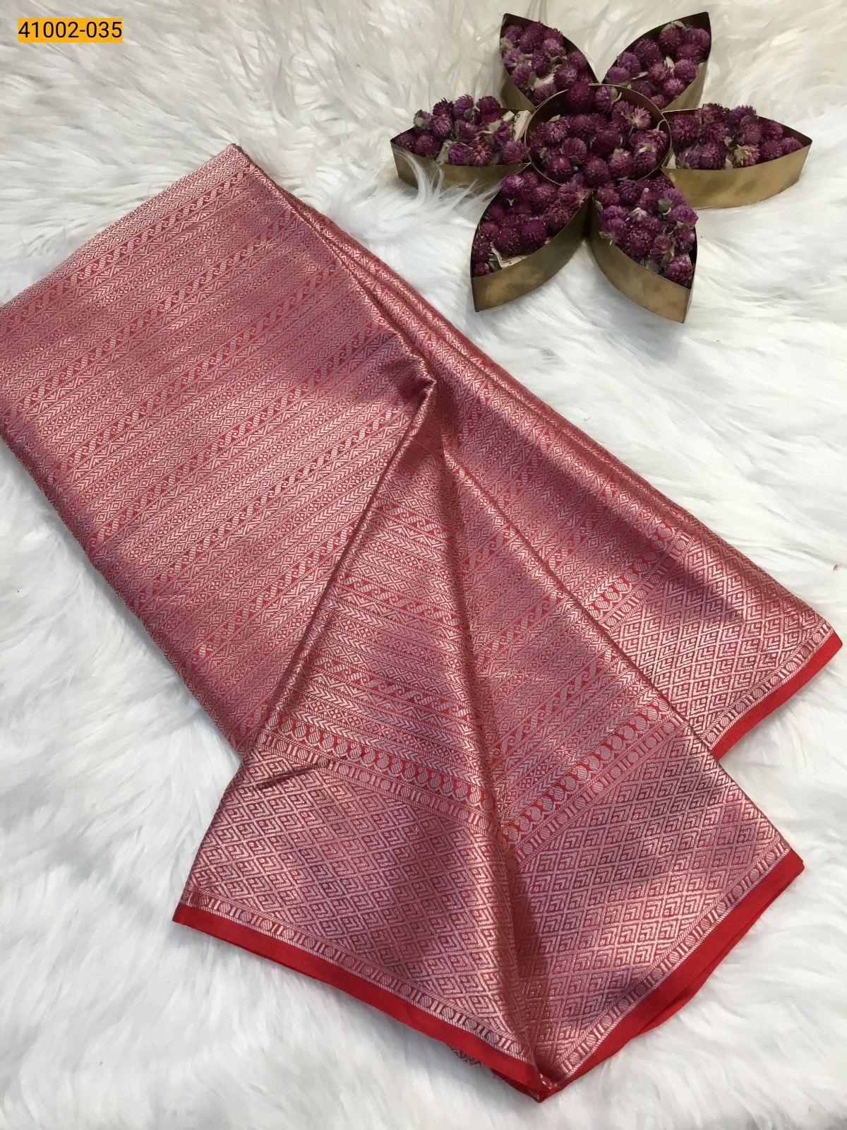 Orange Fancy Mysore Warm silk saree