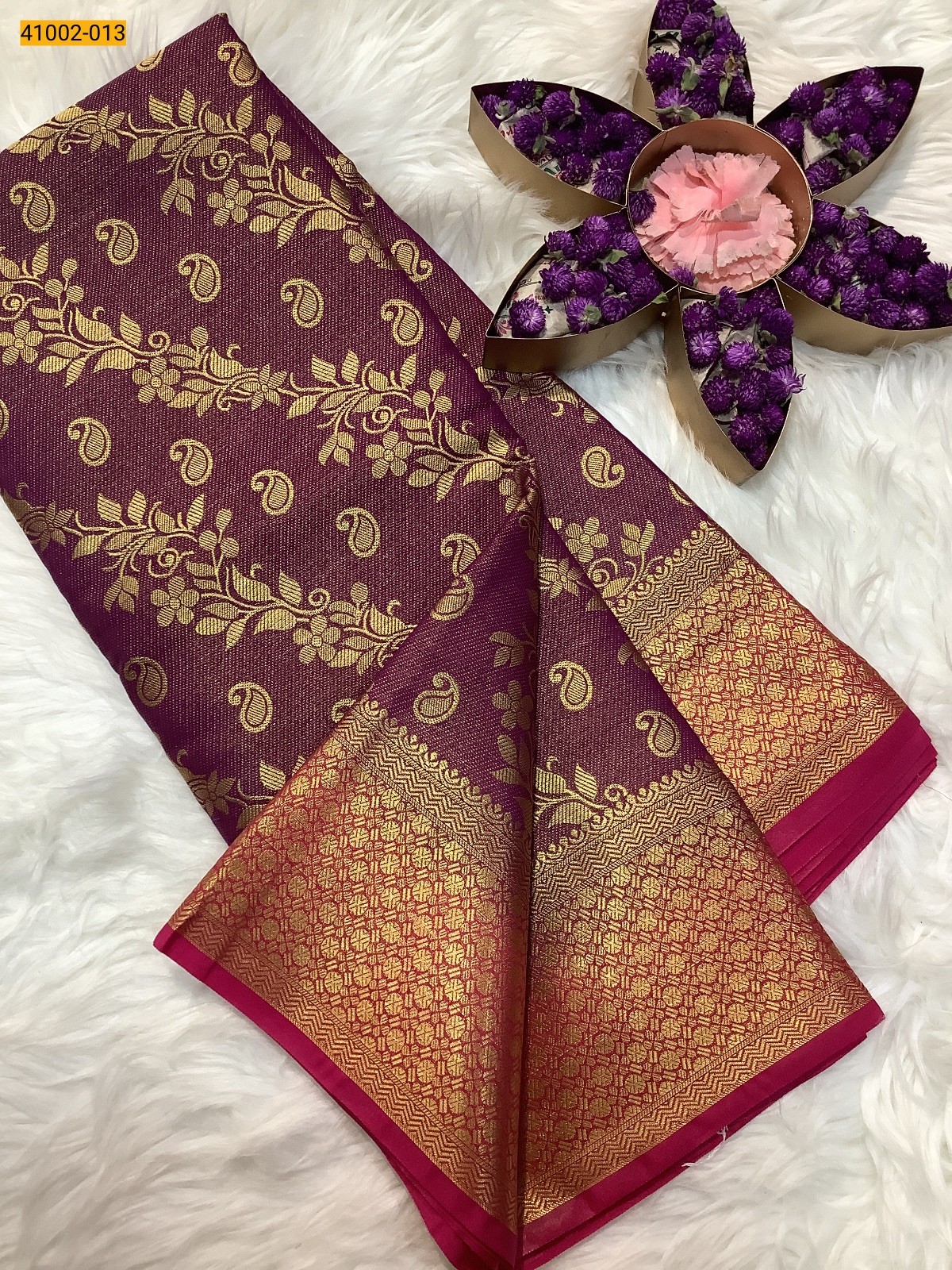 Violet Fancy Mysore Warm Silk Checked Saree