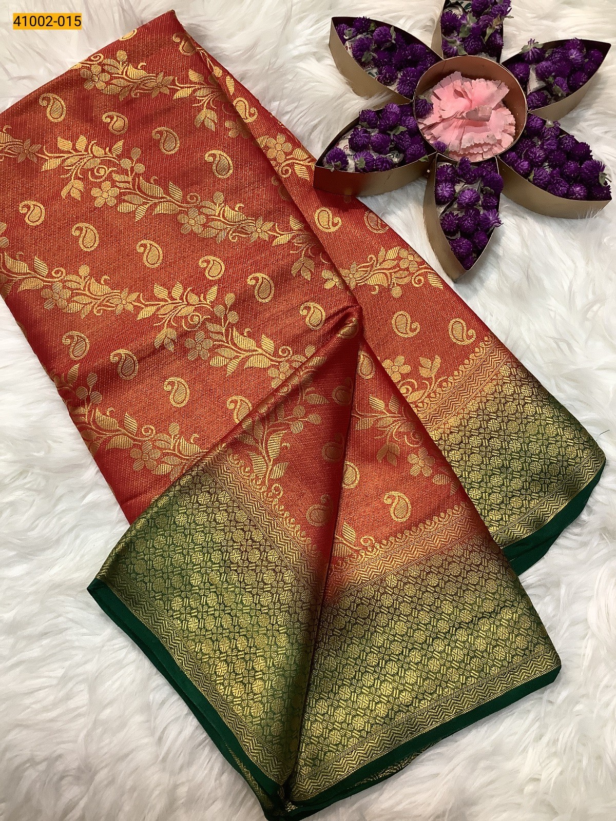 Red Fancy Mysore Warm Silk Checked Saree