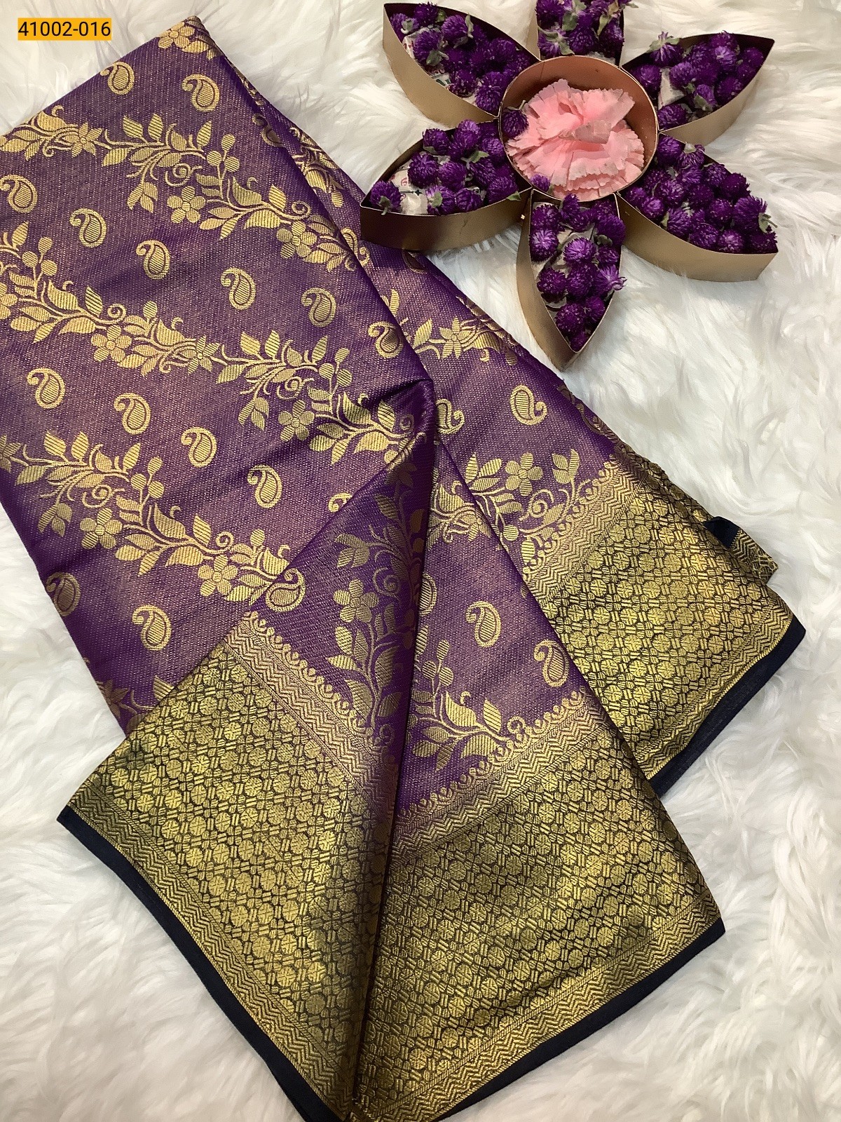 Violet Fancy Mysore Warm Silk Checked Saree