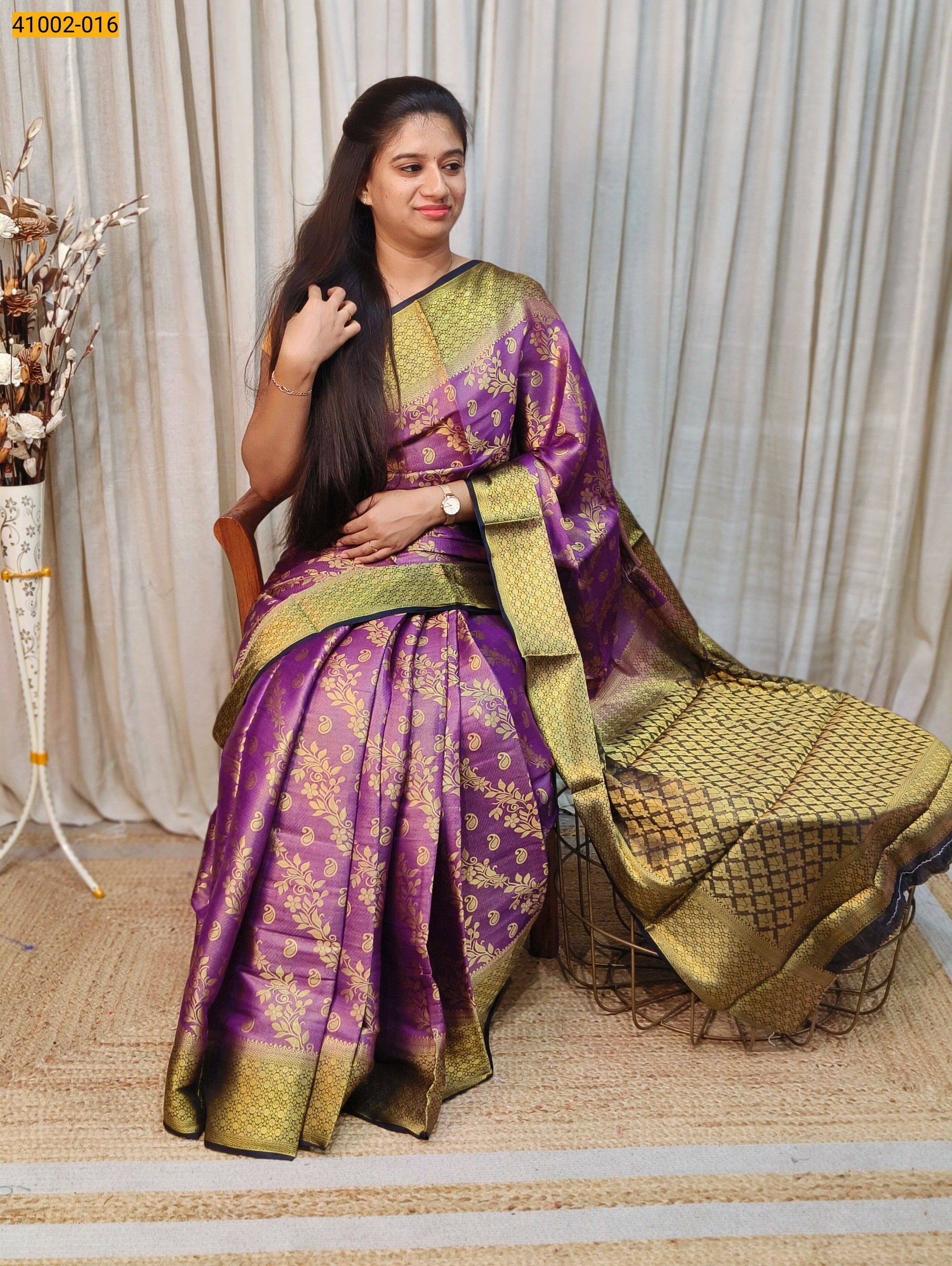 Violet Fancy Mysore Warm Silk Checked Saree