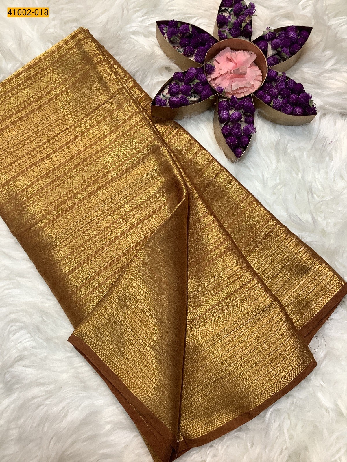 Golden Fancy Mysore Warm Silk Checked Saree